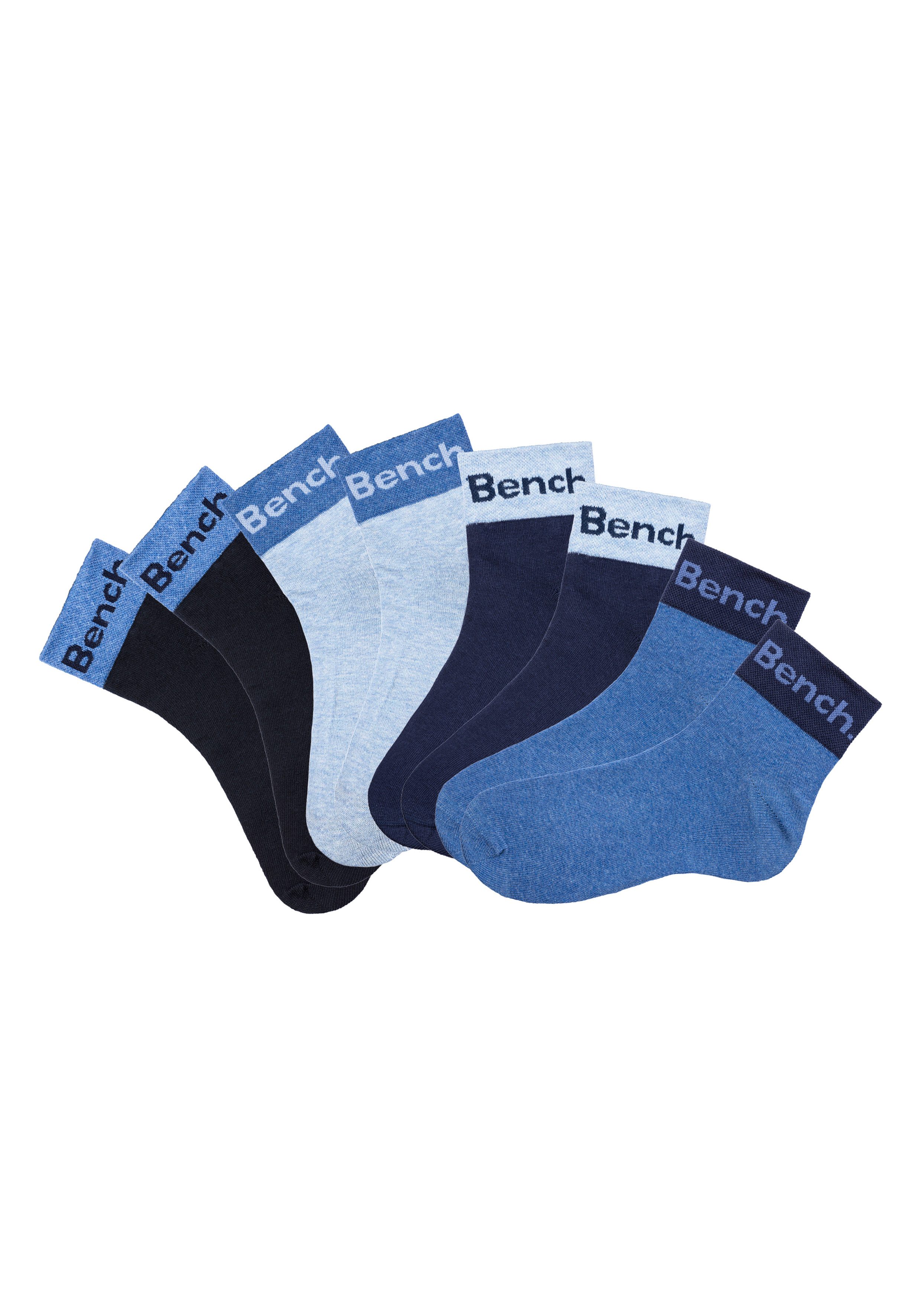 Bench. Kurzsocken Damen Herren Kurze Socken, für Freizeit und sportliche Aktivitäten (Packung, 8-Paar, Gr. 35-38 bis 43-46) mit eingestricktem Schriftzug am Bün – Bild 2 von 5