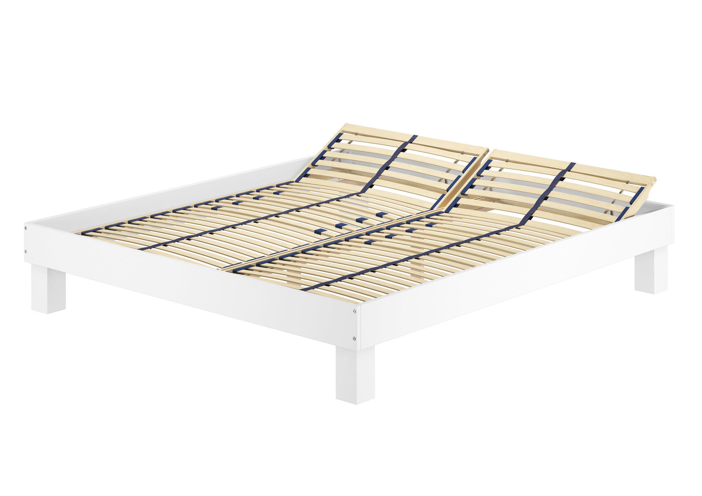 ERST-HOLZ Bett Holzbett Kingsize-Bett Ehebett Buche Massiv Weiß 200 cm x 200 cm, Buchewaschweiß