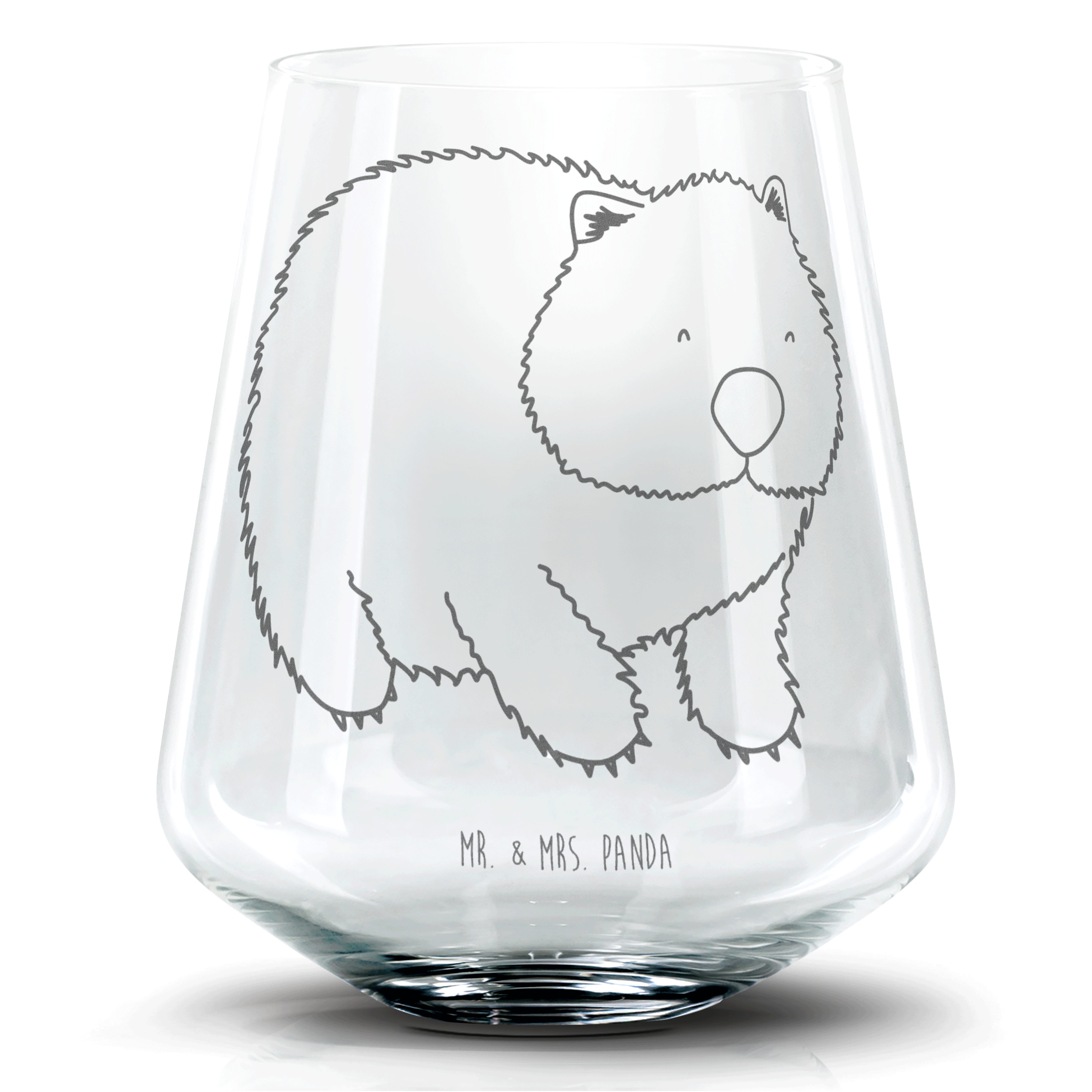 Mr. & Mrs. Panda Cocktailglas Wombat - Transparent - Geschenk, lustige Sprüche, Das Leben ist schön, Premium Glas, Zauberhafte Gravuren