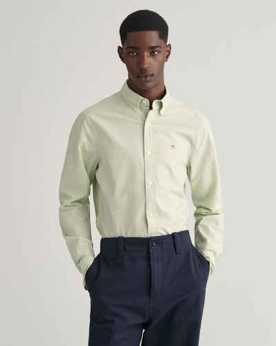 Gant Langarmhemd Slim Fit Popeline Hemd leichte Baumwolle strapazierfähig pflegeleicht mit klassischer Logostickerei auf der Brust
