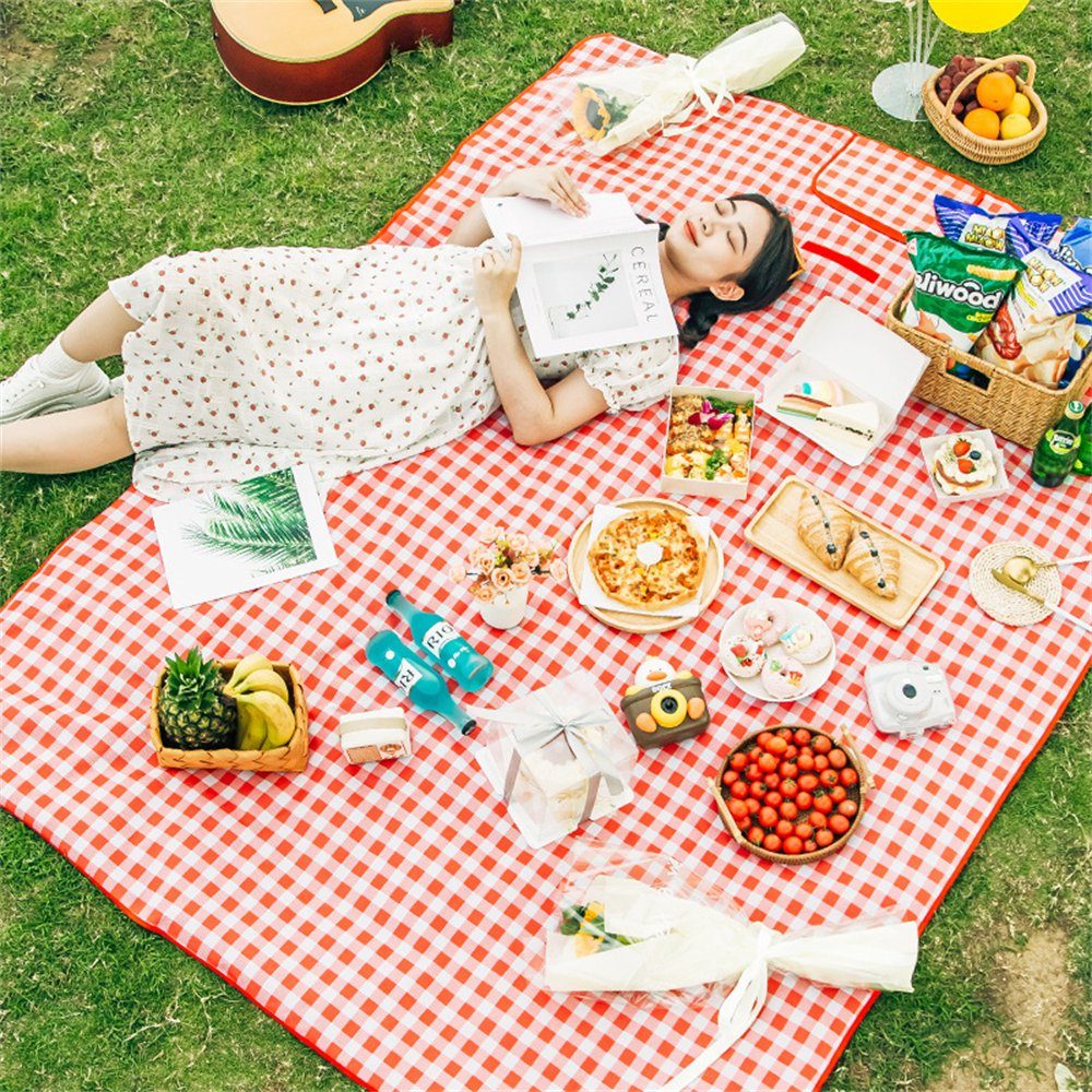 Zeltbodenmatte, Rouemi wasserdichte 150×200cm, draußen Picknickdecke tragbare Picknickmatte Rot