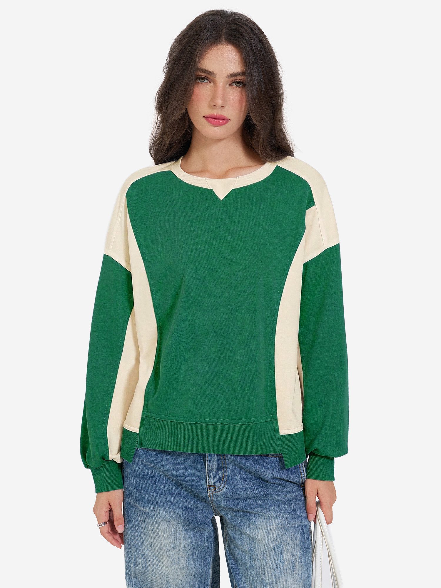 Imily Bela Hoodie Damen Lässiges Sweatshirt (Packung, 1-tlg., 1per-Pack) mit Kontrasteinsätzen