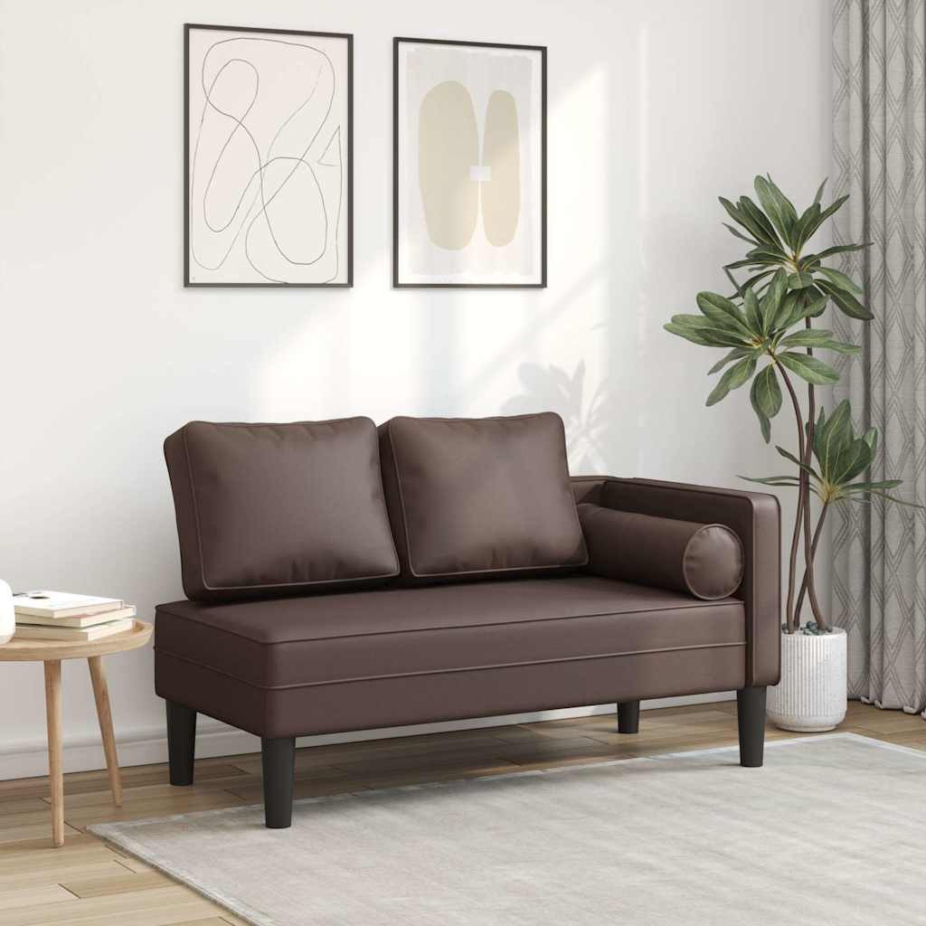 vidaXL Chaiselongue Chaiselongue mit Kissen Braun Kunstleder, 1 Teile