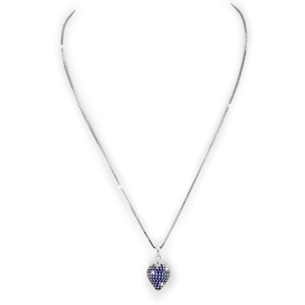 PAVELS Kette mit Anhänger Erdbeere Silber, Fruchtig bunte Erdbeerhalskette fpr Damen