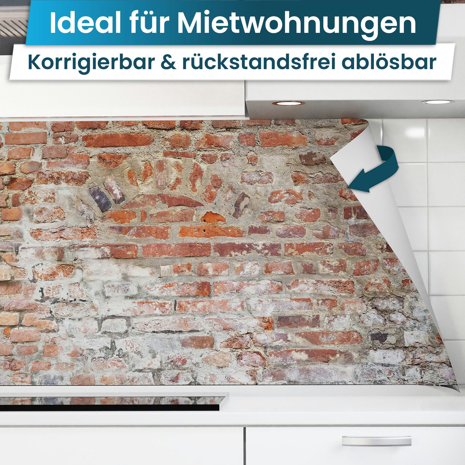 danario Küchenrückwand Folie selbstklebend - Matt - Spritzschutz Küche - versteift & robust