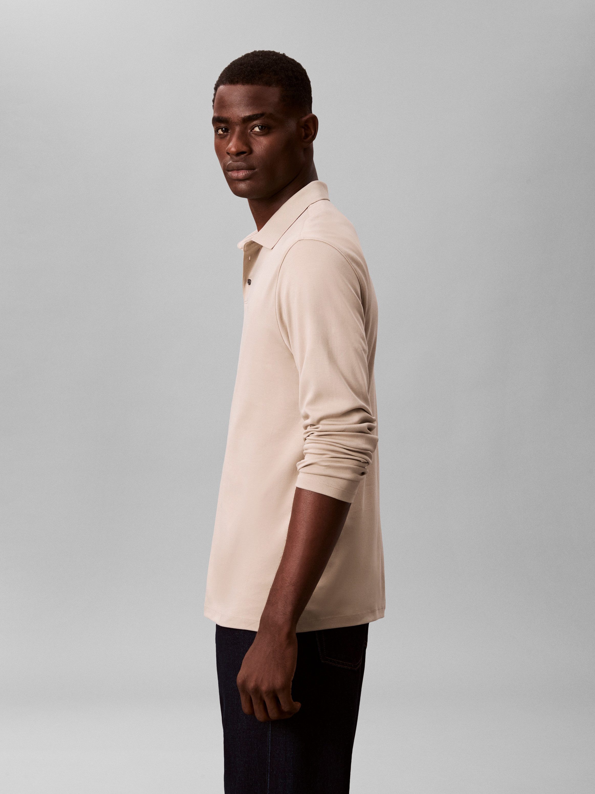 Calvin Klein Langarm-Poloshirt LS SUPIMA COTTON SOLID POLO regular fit mit Rundhalsausschnitt