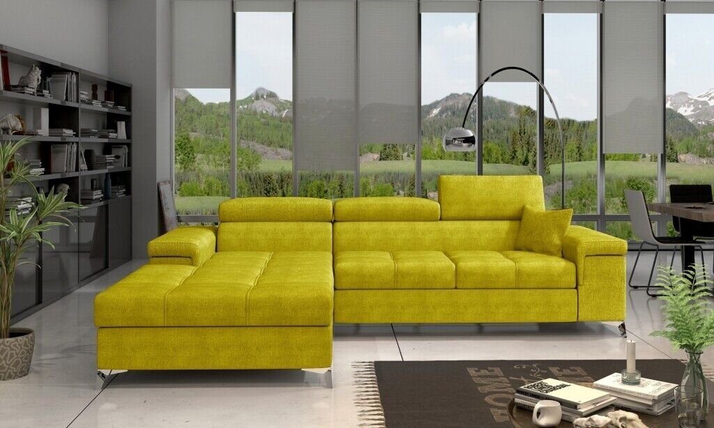 JVmoebel Ecksofa, L-Form Couch Wohnlandschaft Ecksofa Modern Design Sofa Stoff Gelb