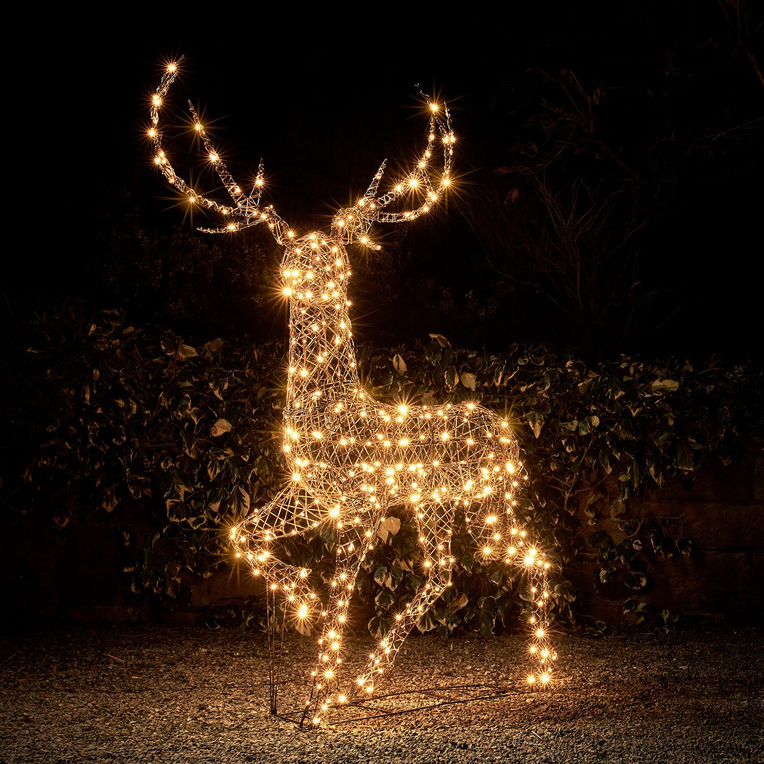 Lights4fun LED-Dekofigur LED-Rentier Hirsch XL Studley, Weihnachtsbeleuchtung (H) 200 x (B) 115 x (T) 32cm
