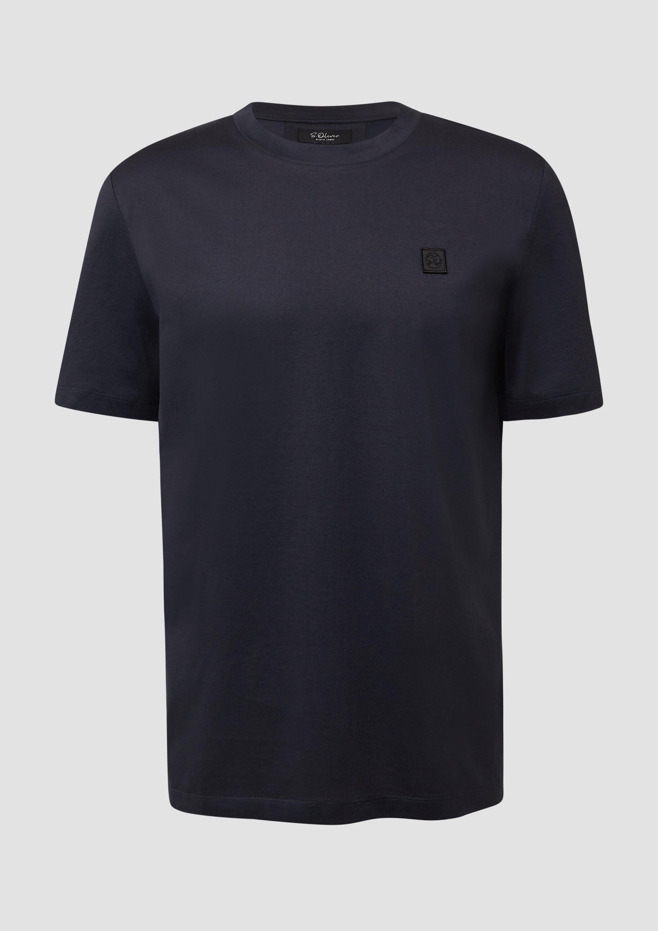 s.Oliver Kurzarmshirt T-Shirt T-Shirt aus merzerisierter Baumwolle mit Logo-Detail