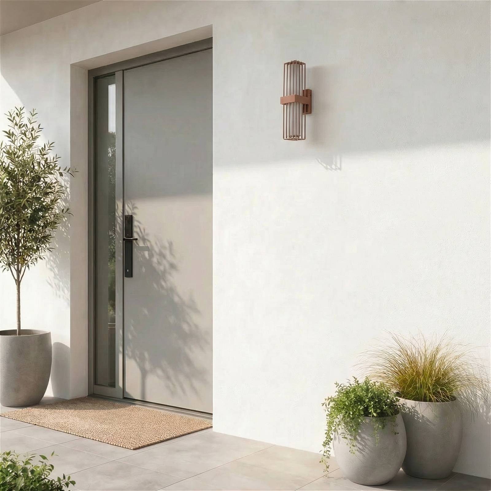 Lucande Außen-Wandleuchte Chandan, Metall, Braun IP54, 2 x 15 W LED