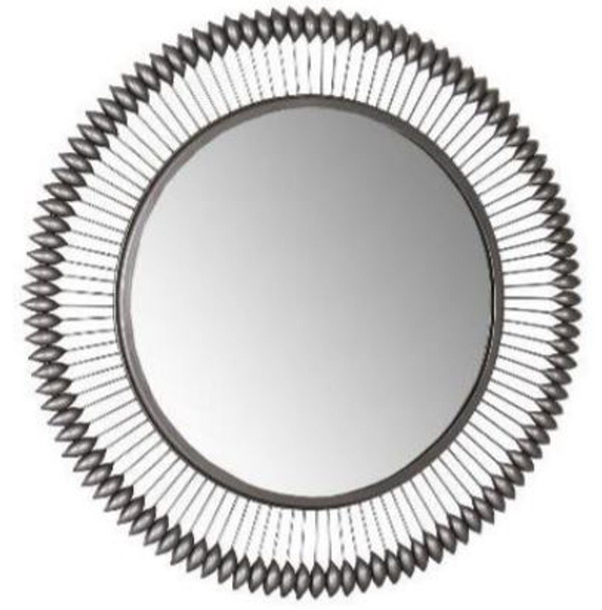 Casa Padrino Spiegel Designer Spiegel Zinkfarben Ø 90 cm - Moderner pulverbeschichteter Metall Wandspiegel - Luxus Deko Accessoires