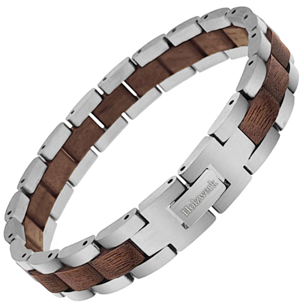 Holzwerk Edelstahlarmband Designer Holz Armband, Armkette Gliederarmband, Holz Unikate inkl. Armbandkürzer, ideal als Geschenk