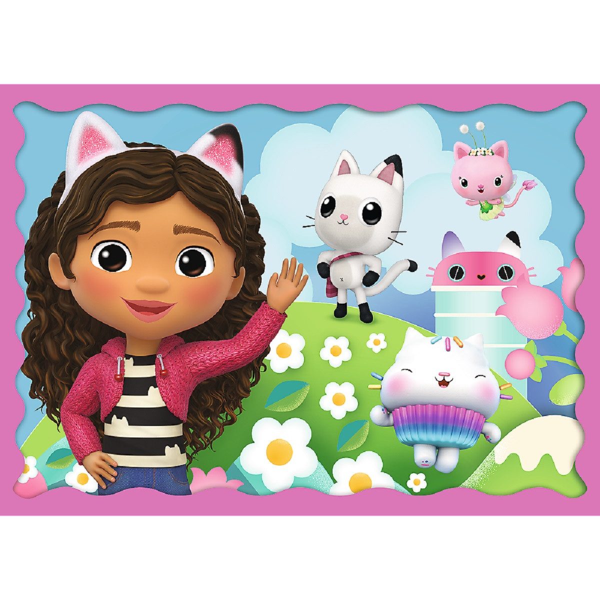 Gabby's Dollhouse Puzzle 4-in-1 Puzzle Set – Vier zauberhafte Puzzles in einem, Puzzleteile