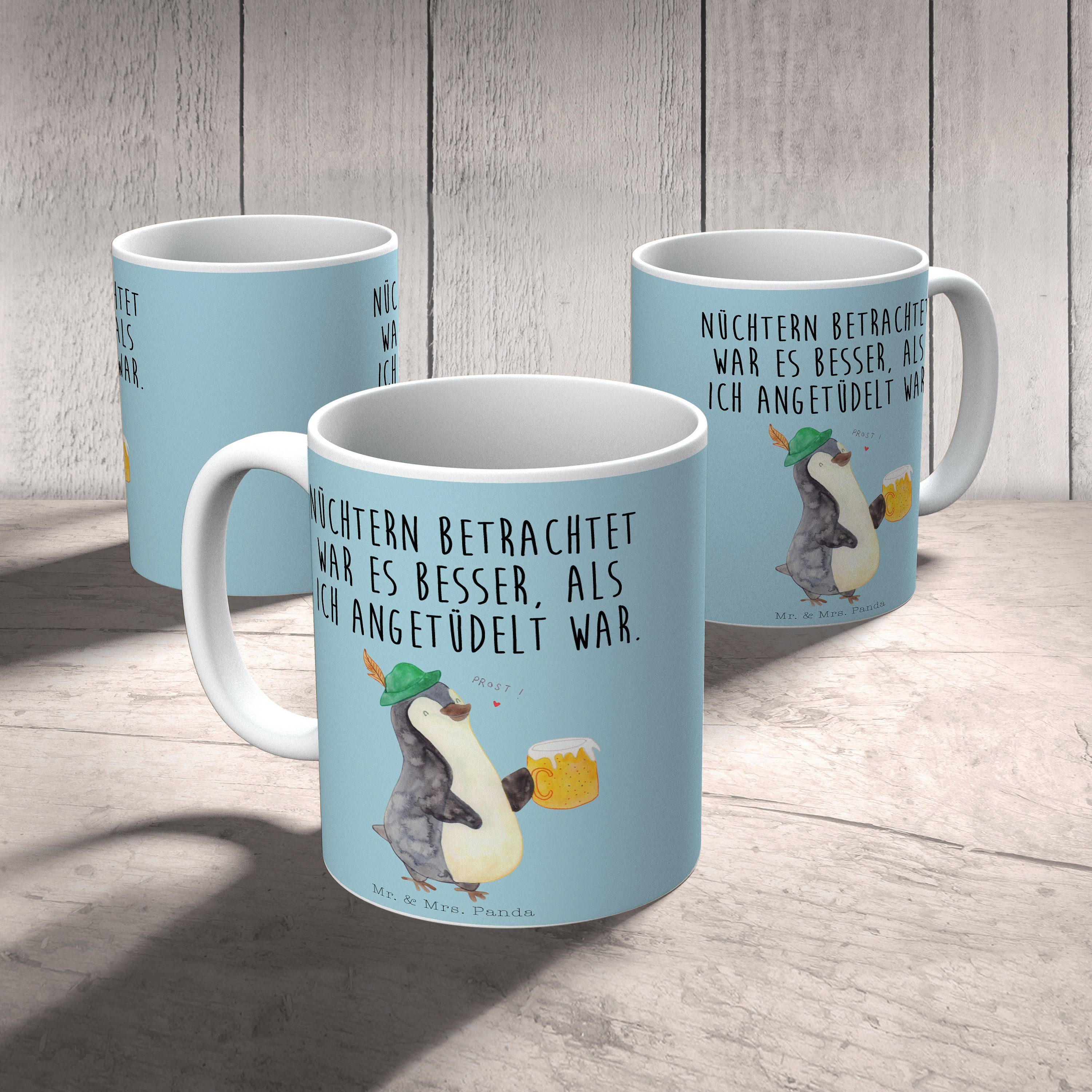 Mr. - Geschenk Tasse Teetasse, Bier Mrs. Pinguin - & Eisblau Bierchen, Keramik Tasse, Panda Geschenk,