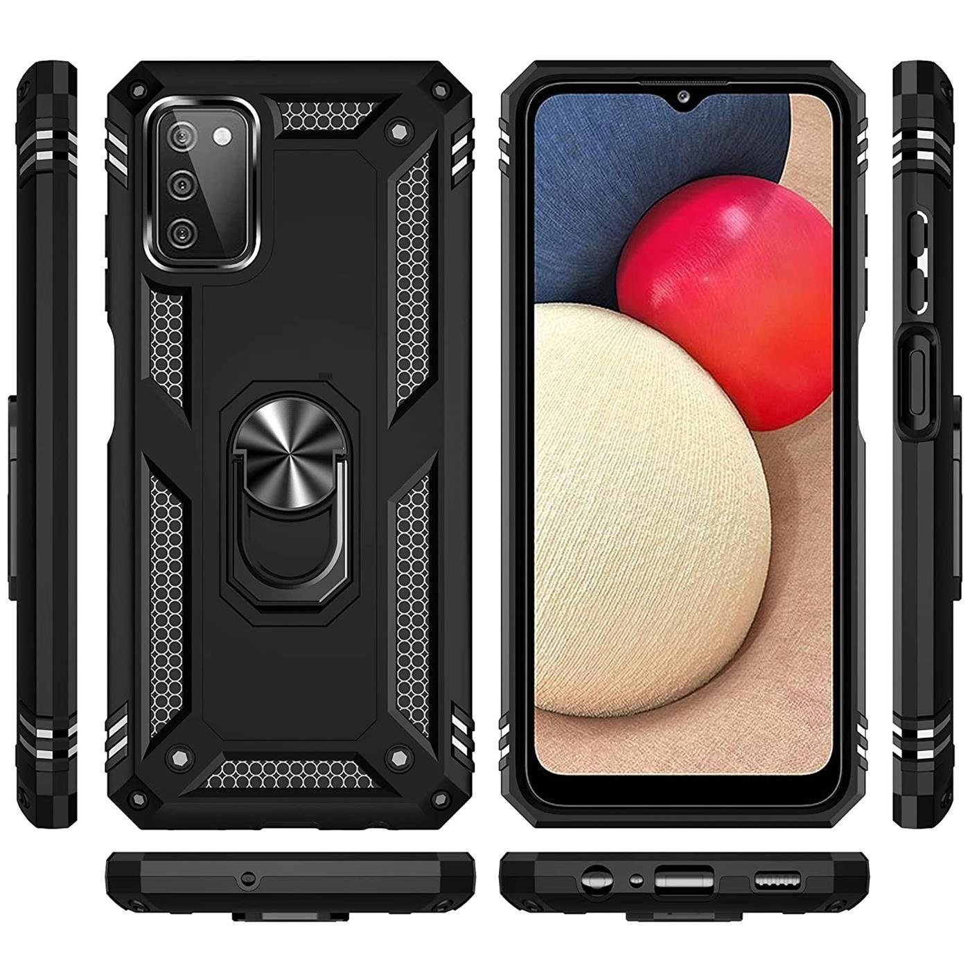 CoolGadget Handyhülle Armor Shield Case für Samsung Galaxy A03s 6,5 Zoll, Outdoor Cover mit Magnet Ringhalterung Handy Hülle für Samsung A03s