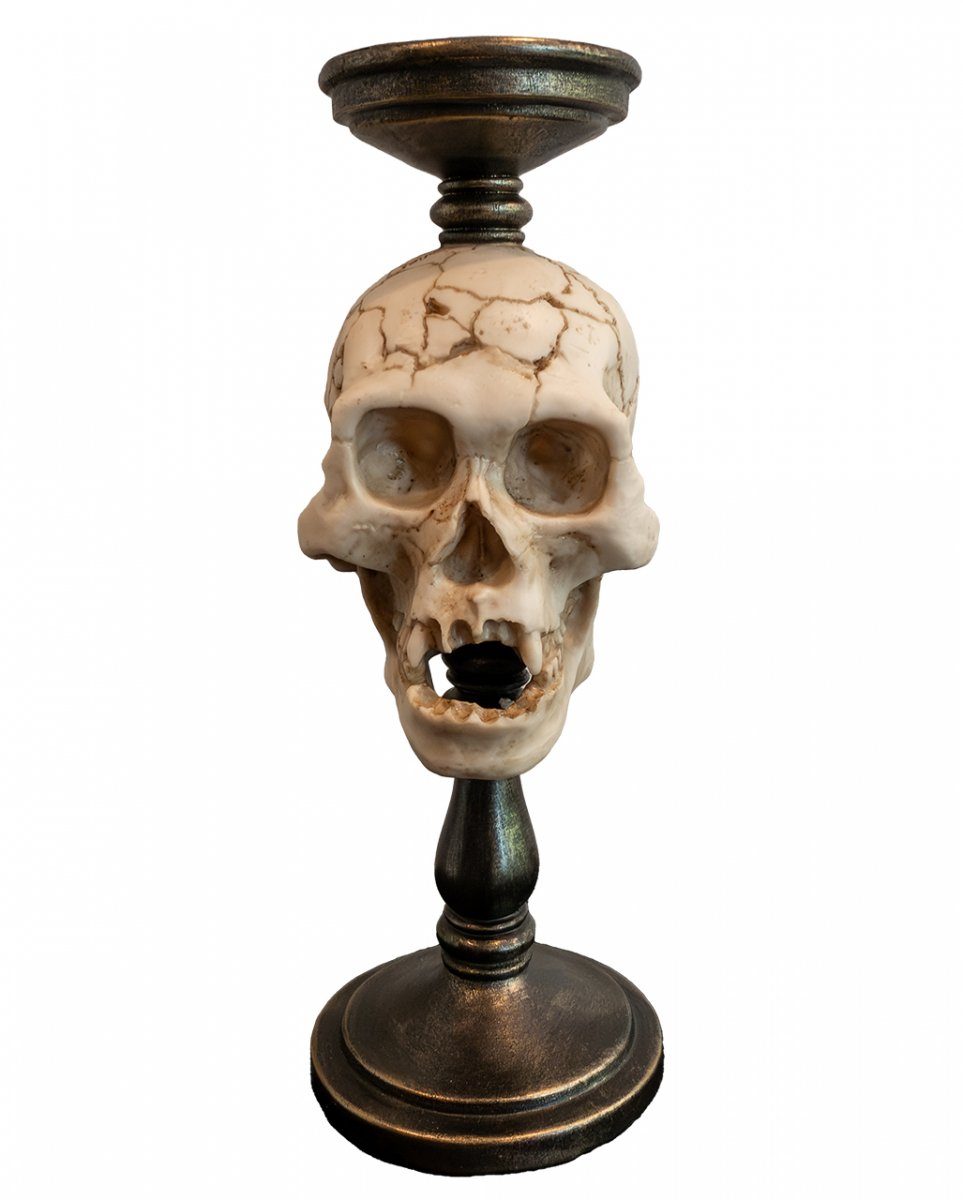 Horror-Shop Dekofigur Exquisiter Stumpenkerz Totenkopf Kerzenständer für