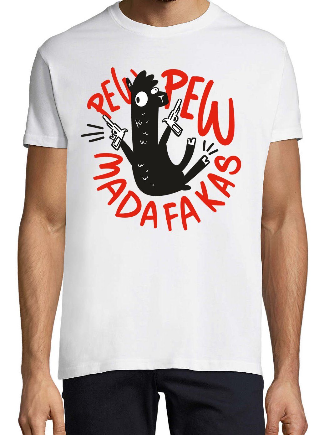 Youth T-Shirt Designz mit Pew Weiß Shirt Pew Frontprint Madafakas lustigem Herren