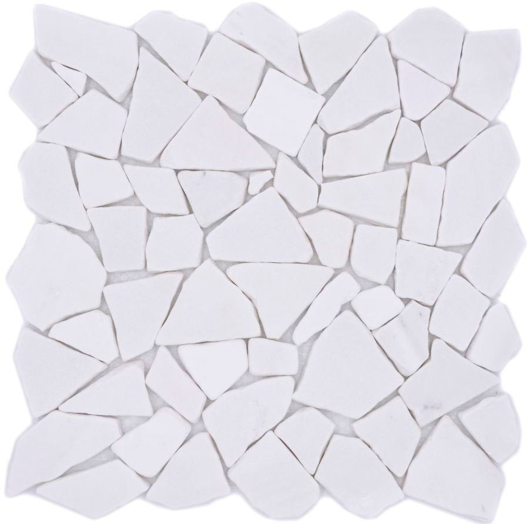 Mosani Mosaikfliesen Mosaik Bruch Marmor Naturstein Polygonal weiß Wandfliese Küche