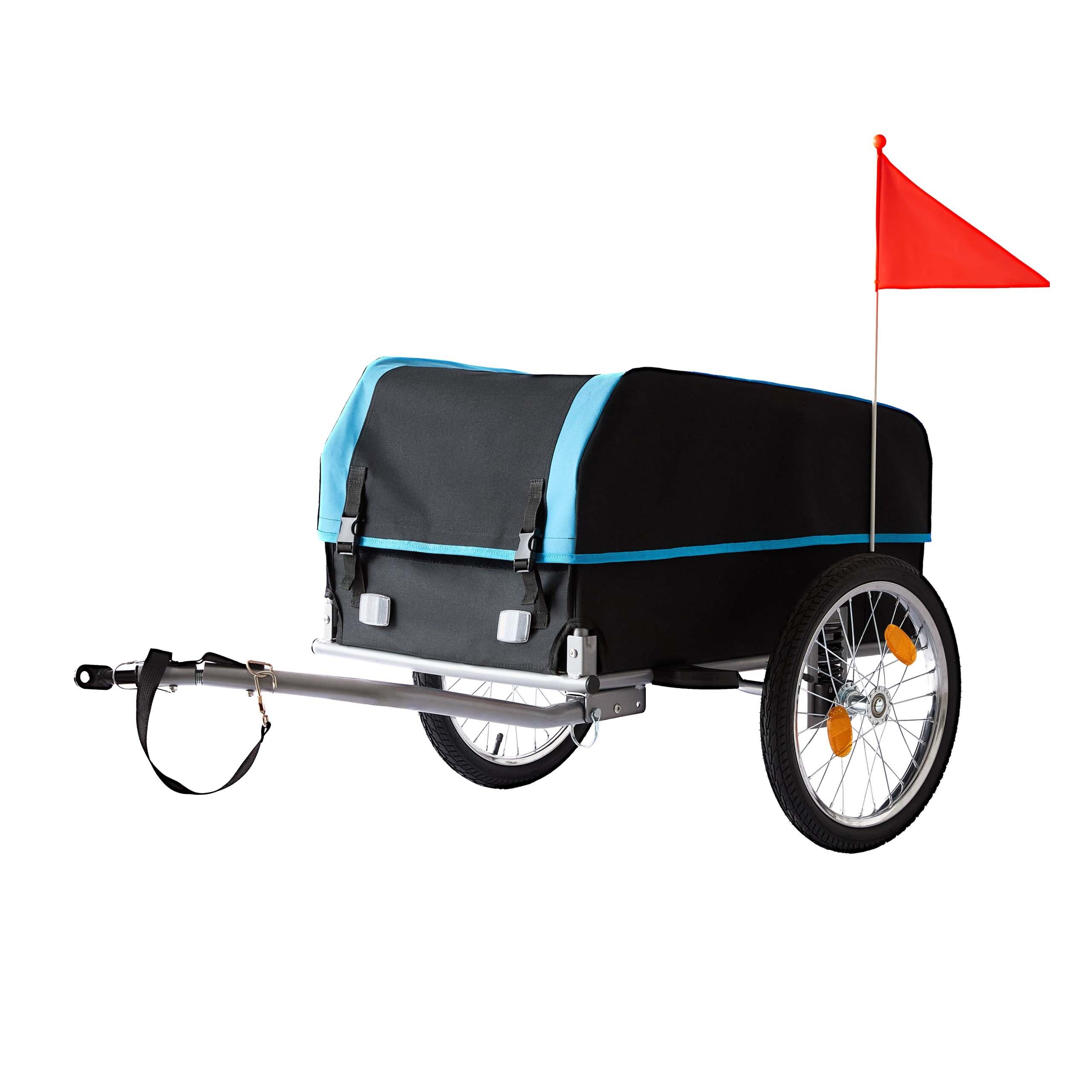 relaxdays Fahrradlastenanhänger Fahrradanhänger Lastenanhänger klappbar, Schwarz-Blau