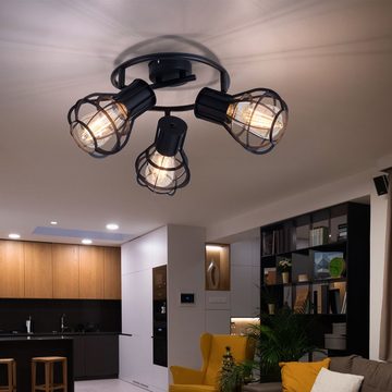 etc-shop LED Deckenleuchte, Decken Lampe Filament Wohn Zimmer Strahler Rondell Spot Käfig Leuchte