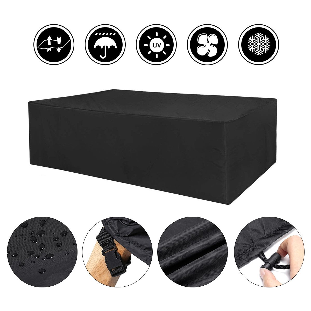 KING DO WAY Abdeckhaube GEMITTO Tischabdeckung 155x115x65 cm – Robust & Wetterfest, anpassbar durch Kordelzug