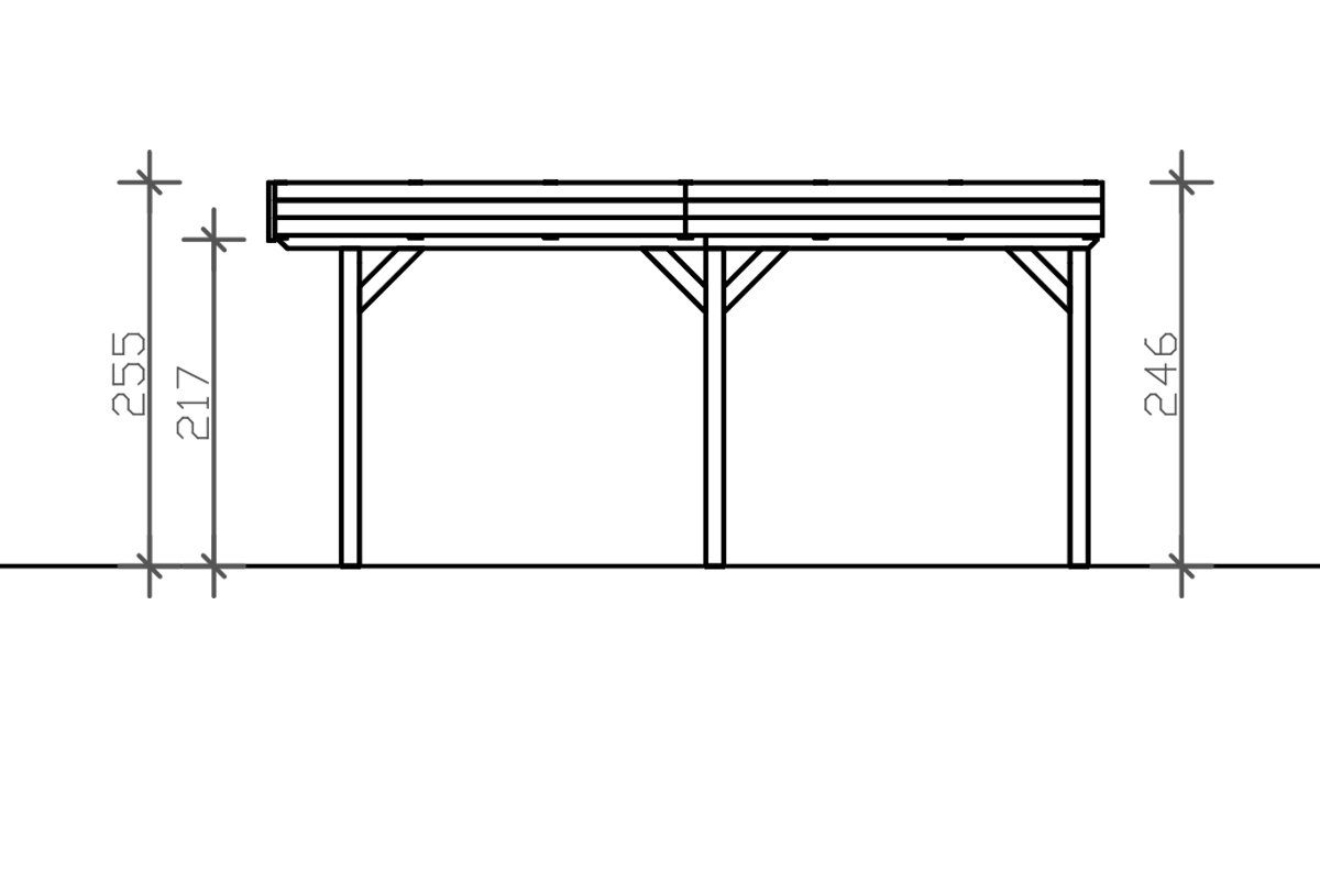 Grunewald, 622x554 590 BxT: Skanholz cm, Einfahrtshöhe, Doppelcarport mit EPDM-Dach cm