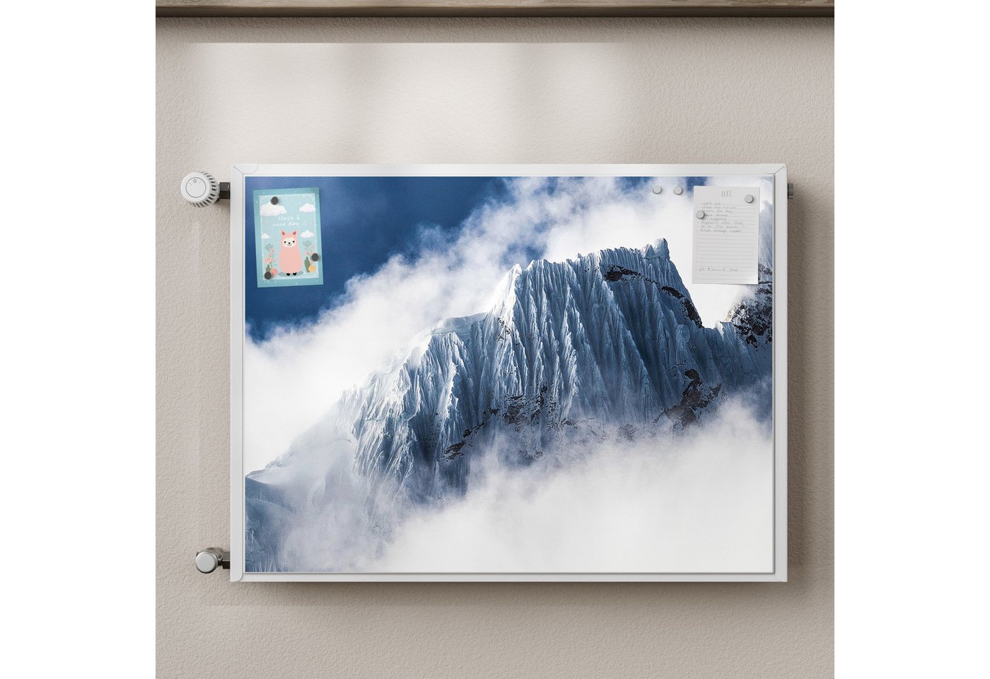 Thumbnail - DEQORI Magnetfolie 'Gletscher in den Wolken', beschreibbar Heizung Magnetmatte magnetisch Magnetfolie