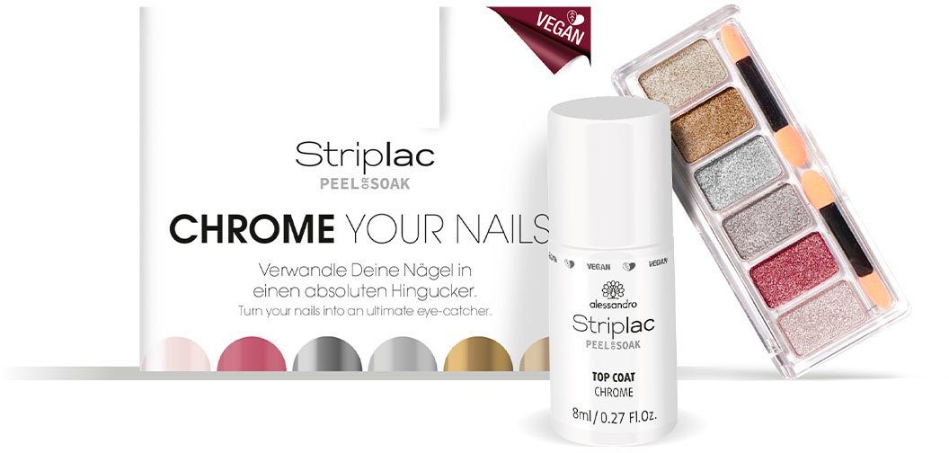 alessandro international UV-Nagellack STRIPLAC CHROME SET, 4-tlg., Nagellack,  Striplac