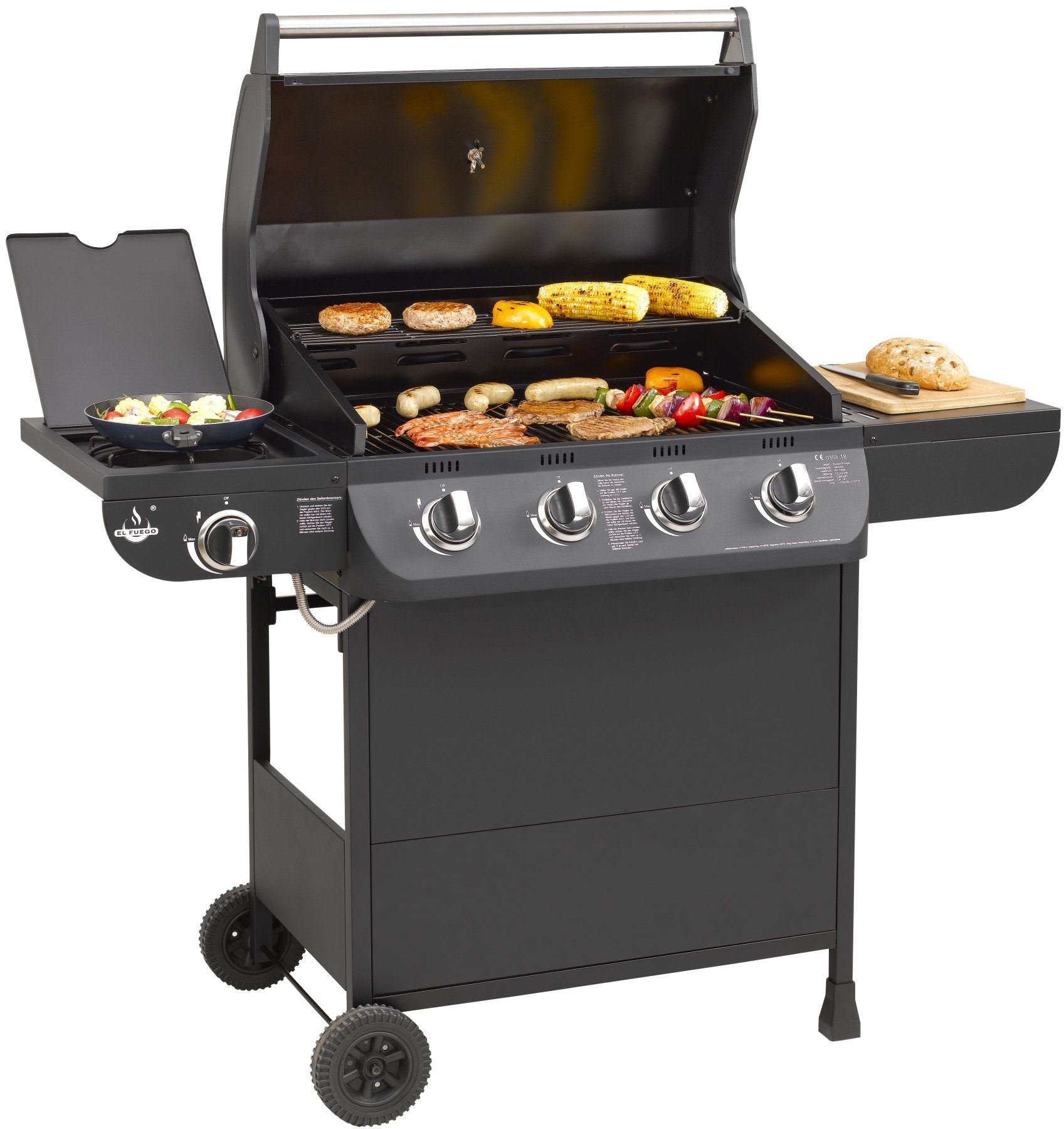 El Fuego Gasgrill Gasgrill "Columbus 3+1" von El Fuego® inkl. Seitenbrenner