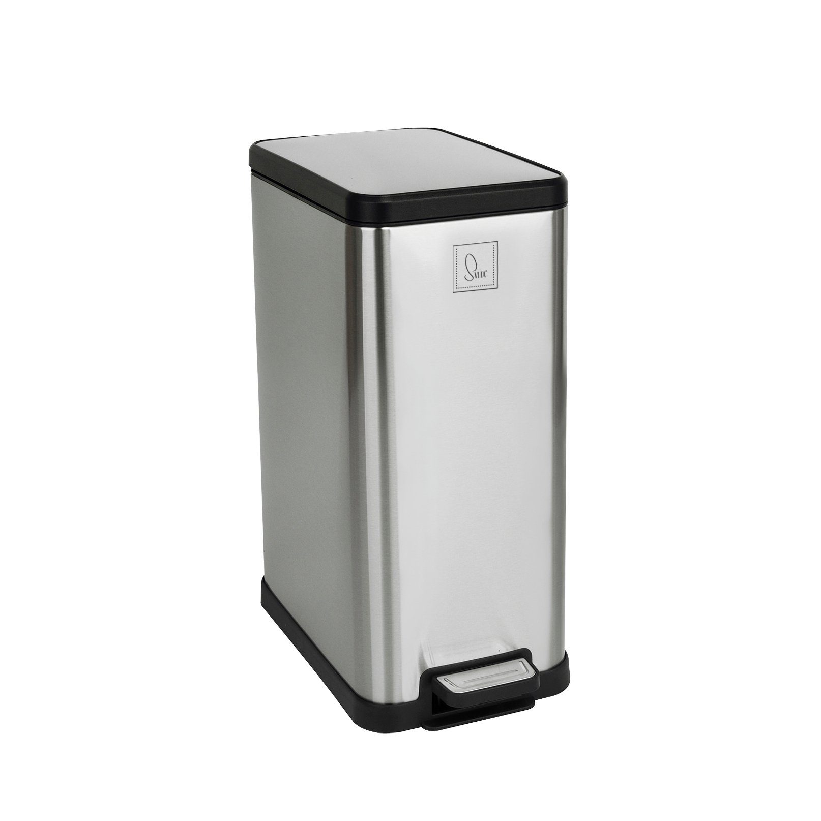 SVITA Mülleimer STM15, Treteimer, Kosmetikeimer, Softclose, 15L, Edelstahl, Silber