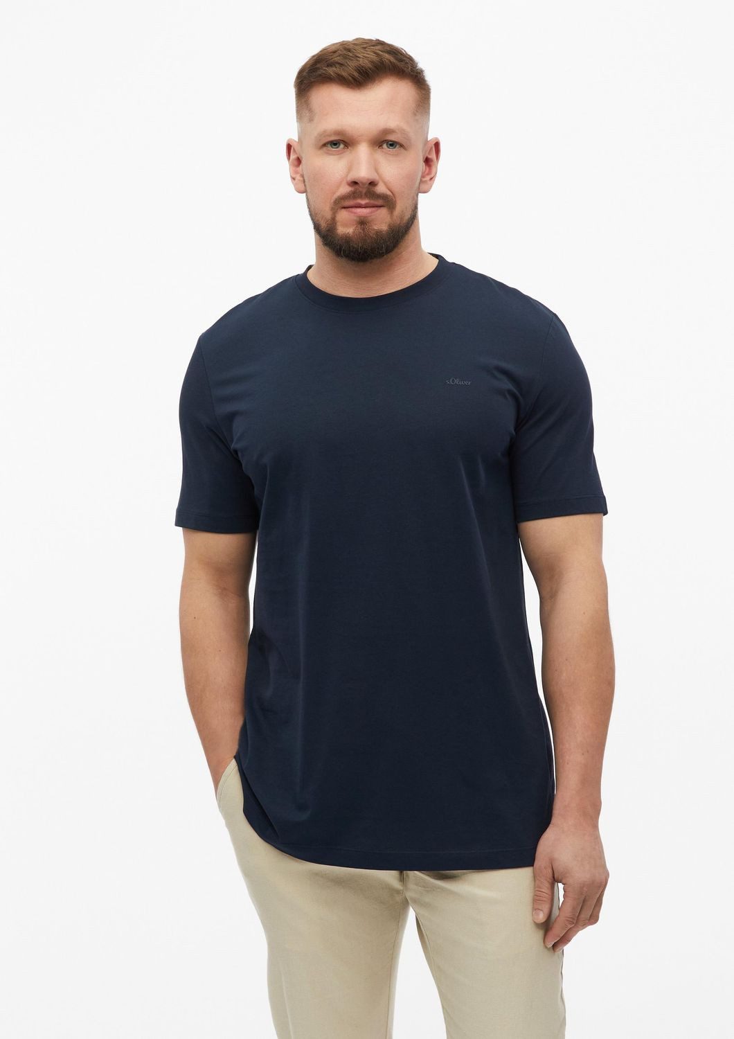 s.Oliver T-Shirt (Set) mit Label-Print und lang geschnitten im 2er SPARPACK