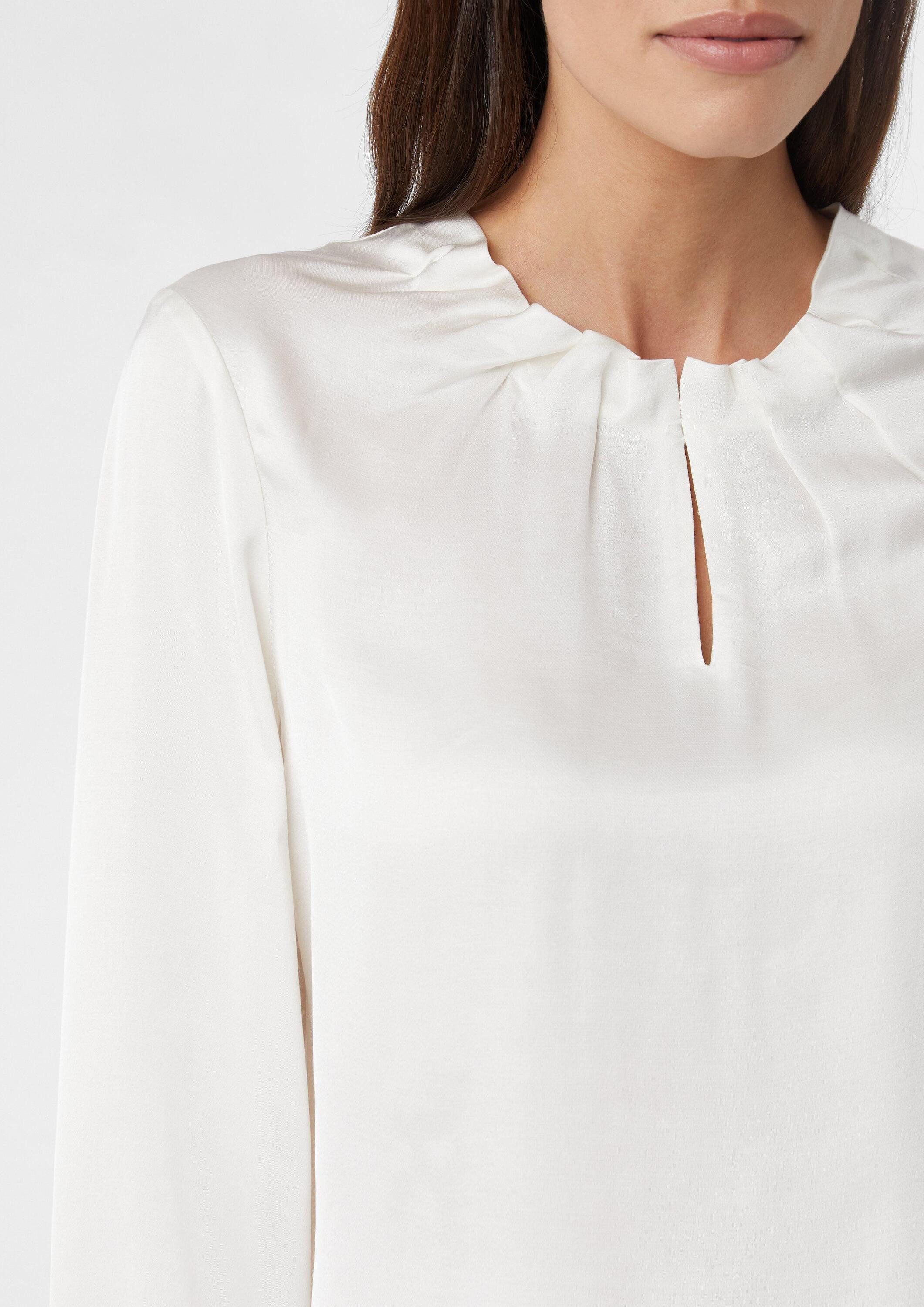 comma Langarmbluse Bluse Satinierte Bluse mit Raffung
