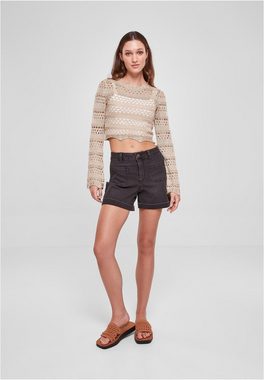 URBAN CLASSICS Kapuzenpullover Damen Ladies Cropped Crochet Knit Sweater (1-tlg)