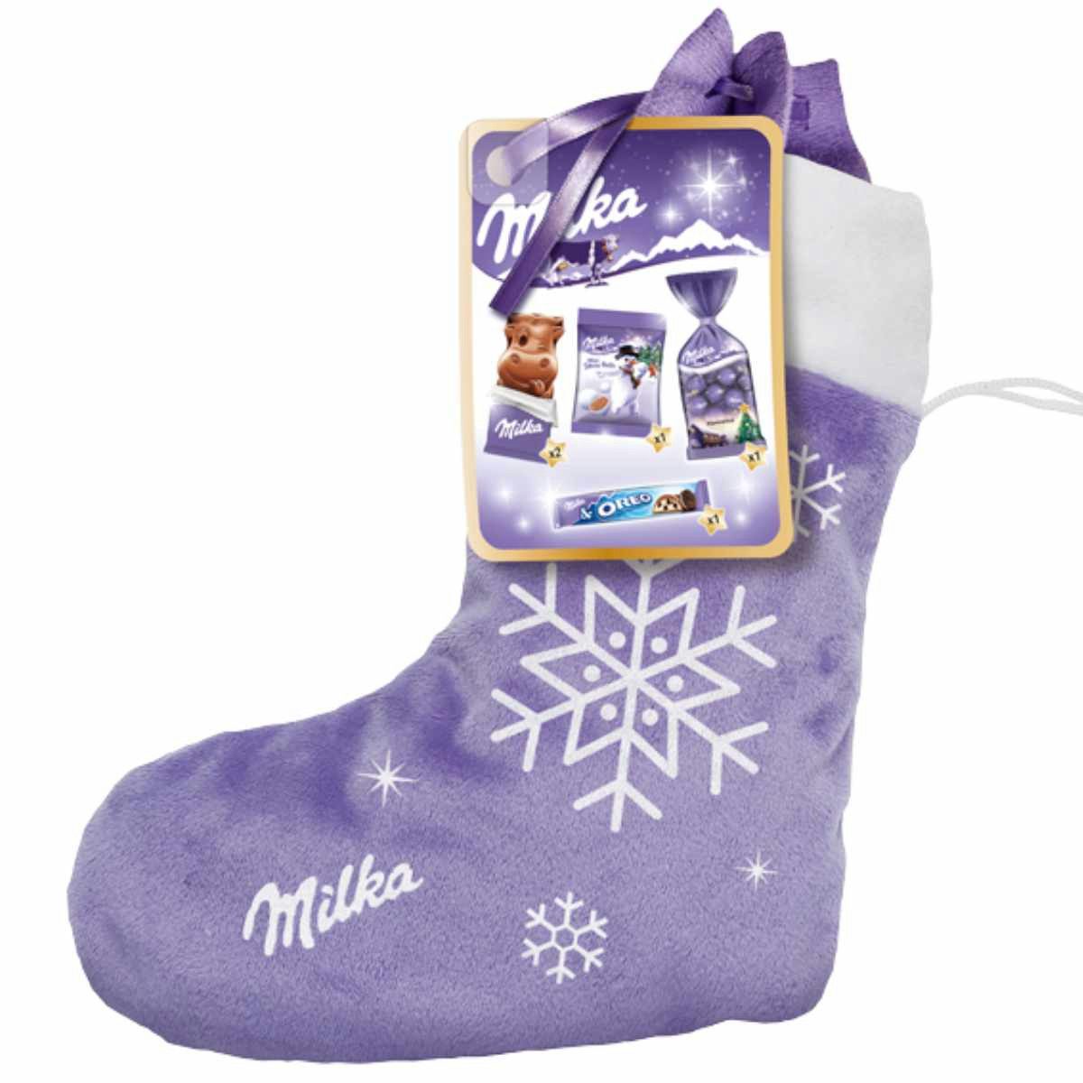 MILKA Schokolade, Milka Stiefel Mischung aus Alpenmilchschokolade sortiert 196g