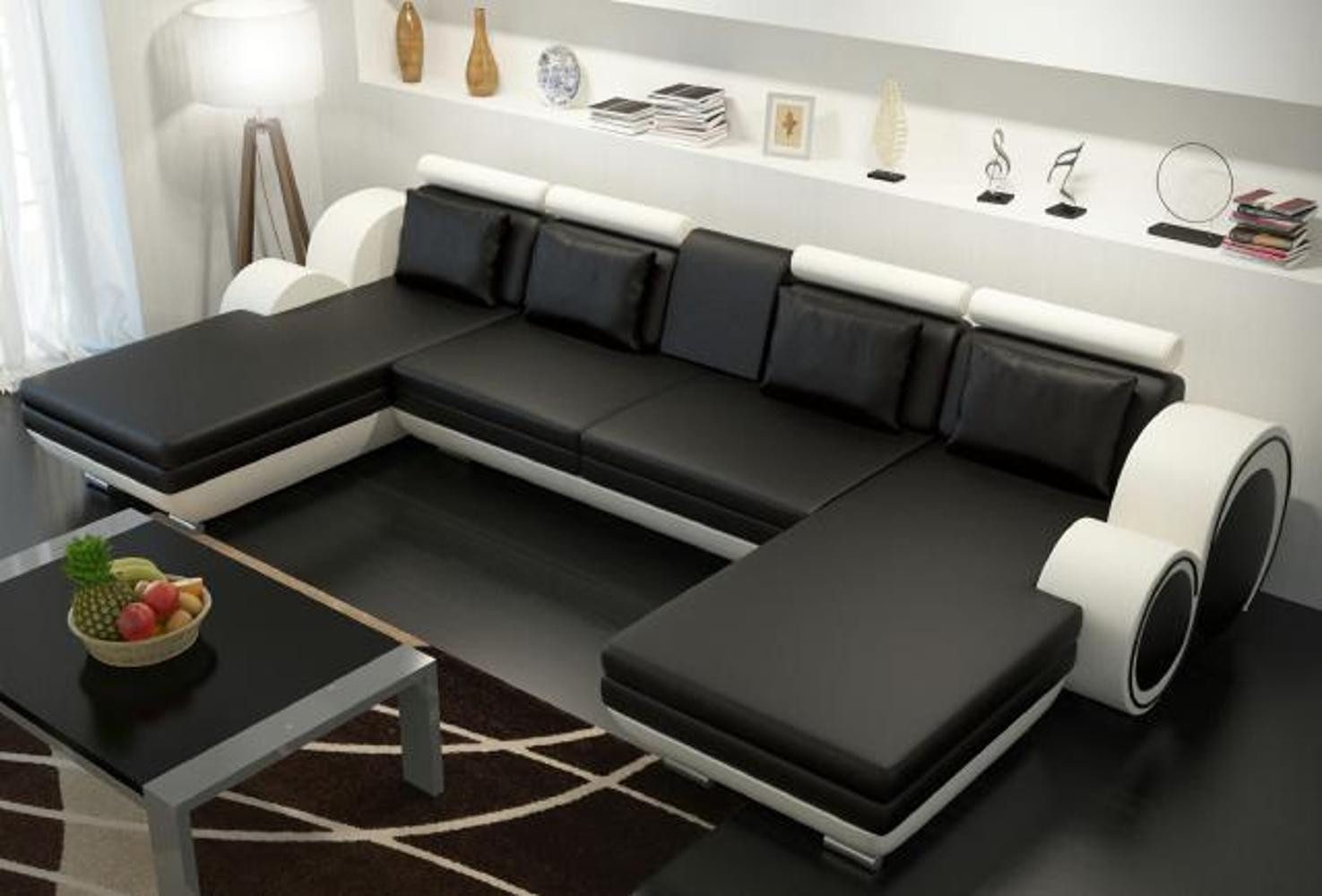 Xlmoebel Wohnlandschaft Ledersofa Berlin U-Form mit USB-Anschluss Lederecksofa Ledercouch, Hergestellt in Europa