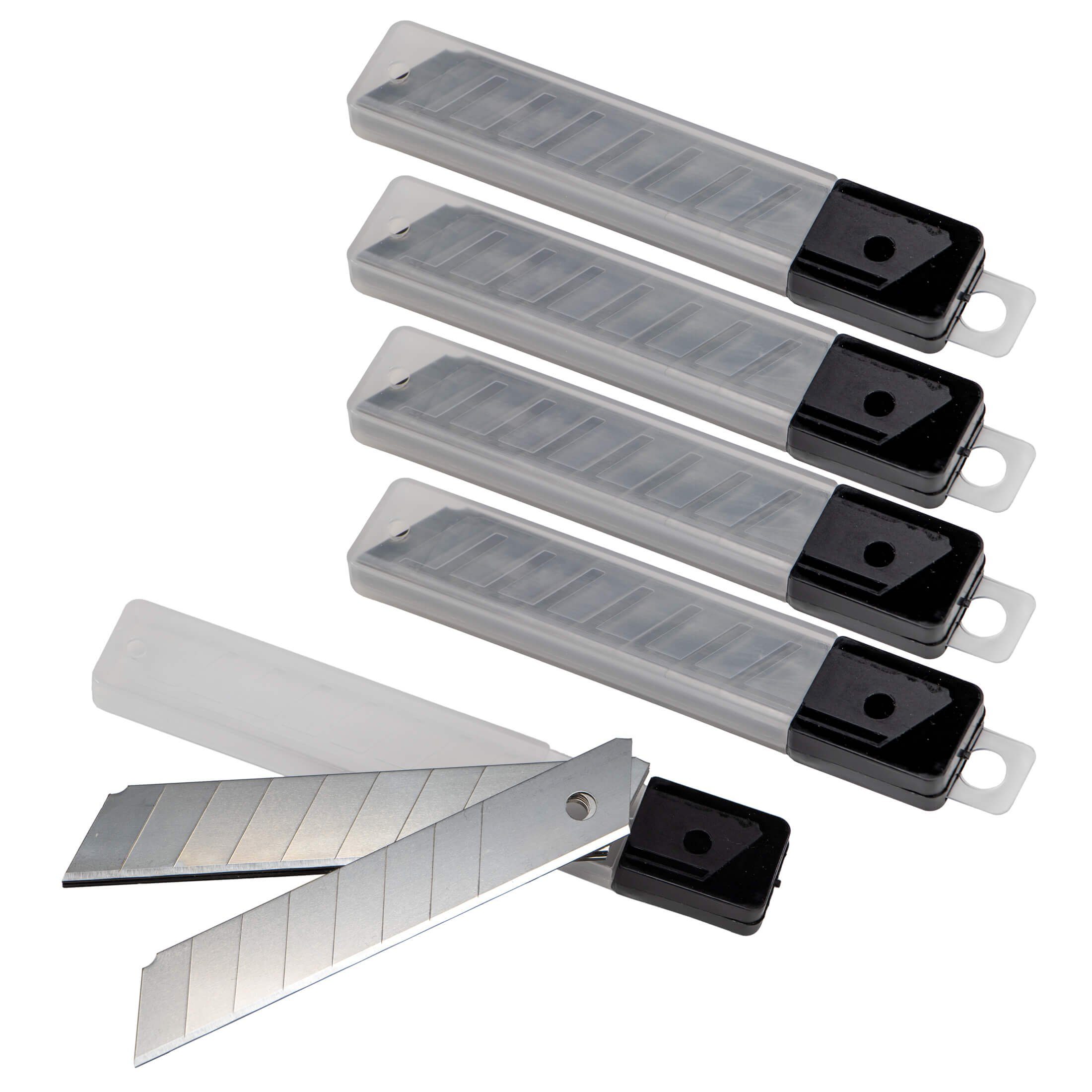 ChiliTec Cuttermesser Cuttermesser Ersatz Abbrechklingen 18mm (50 Stück) im Köcher, Klinge: 1,8 cm, (50-tlg), Cutterklingen im Köcher