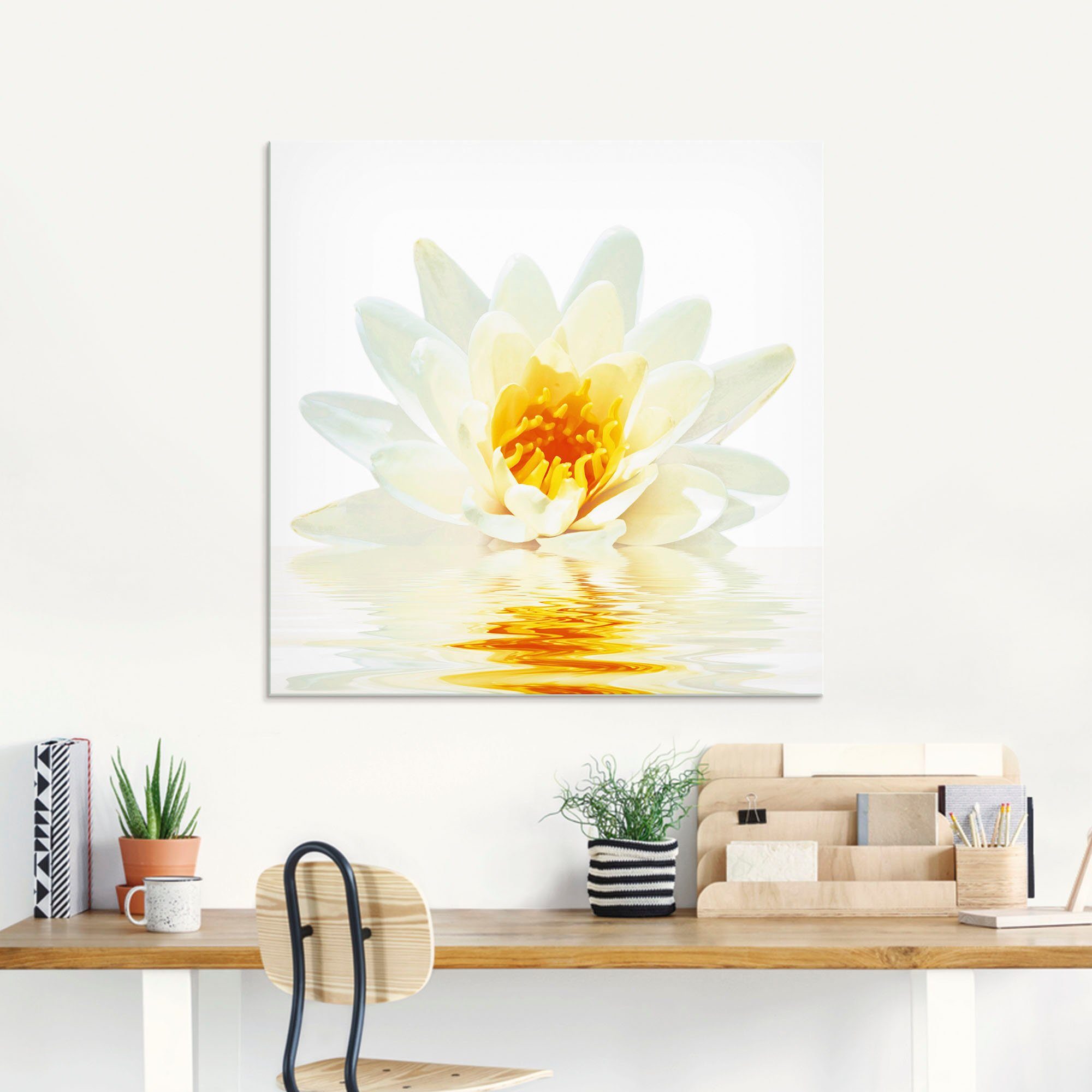 Artland Glasbild Lotusblume schwimmt im Wasser, Blumen (1 St), in verschiedenen Größen