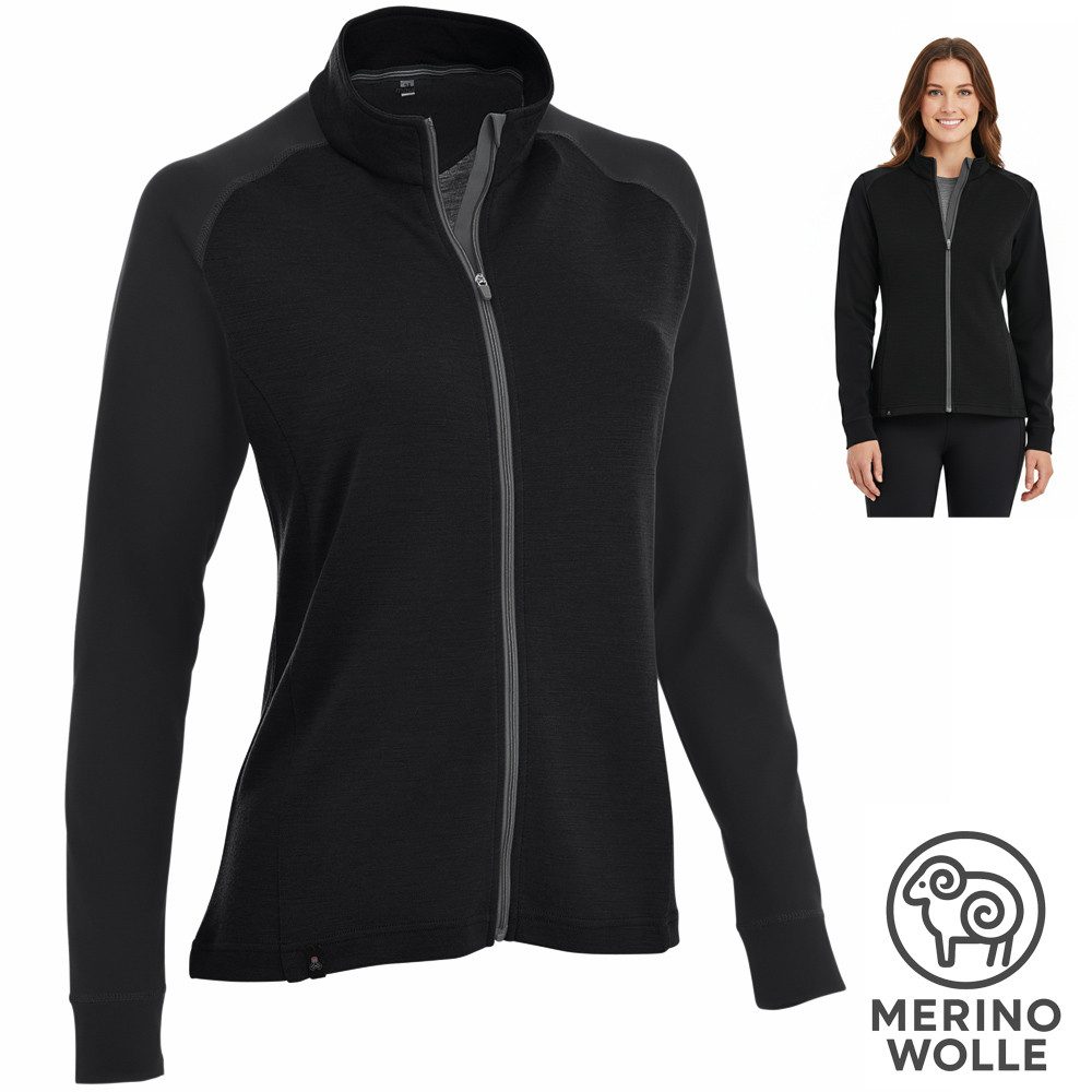 Maul Trekkingjacke Maul - Marmolata Damen Merino Midlayer leichte Wollfleece Jacke, black
