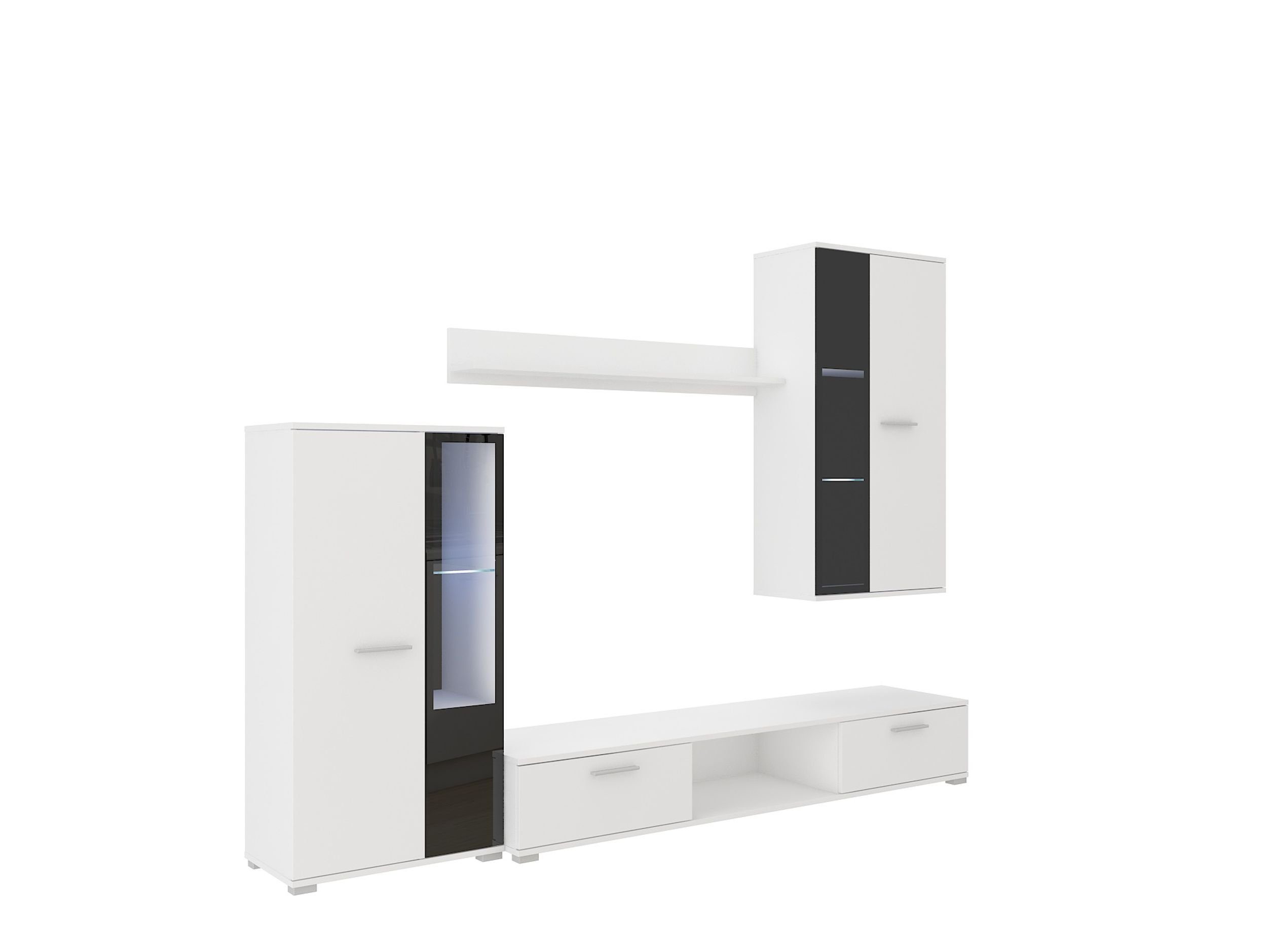 Küchen-Preisbombe Wohnwand Salsa Schrankwand Anbauwand Wohnzimmer Weiss mat günstig online kaufen