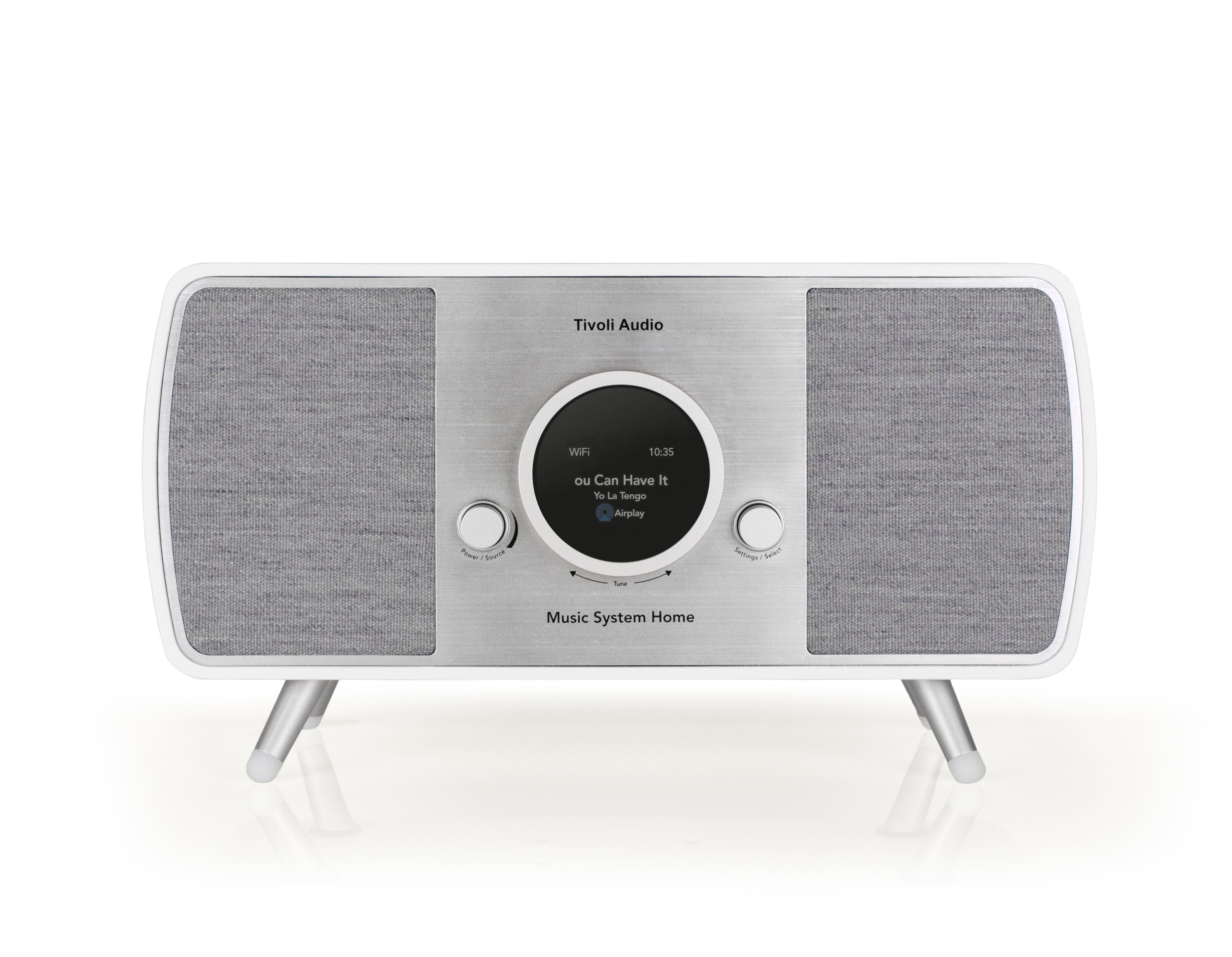 Tivoli Audio Music System Home Gen. II Stereo Bluetooth-Lautsprecher (Bluetooth, WLAN (WiFi), Multi-Media Sound-System, Echtholz-Gehäuse, DAB+ Radio) Weiss/Grau