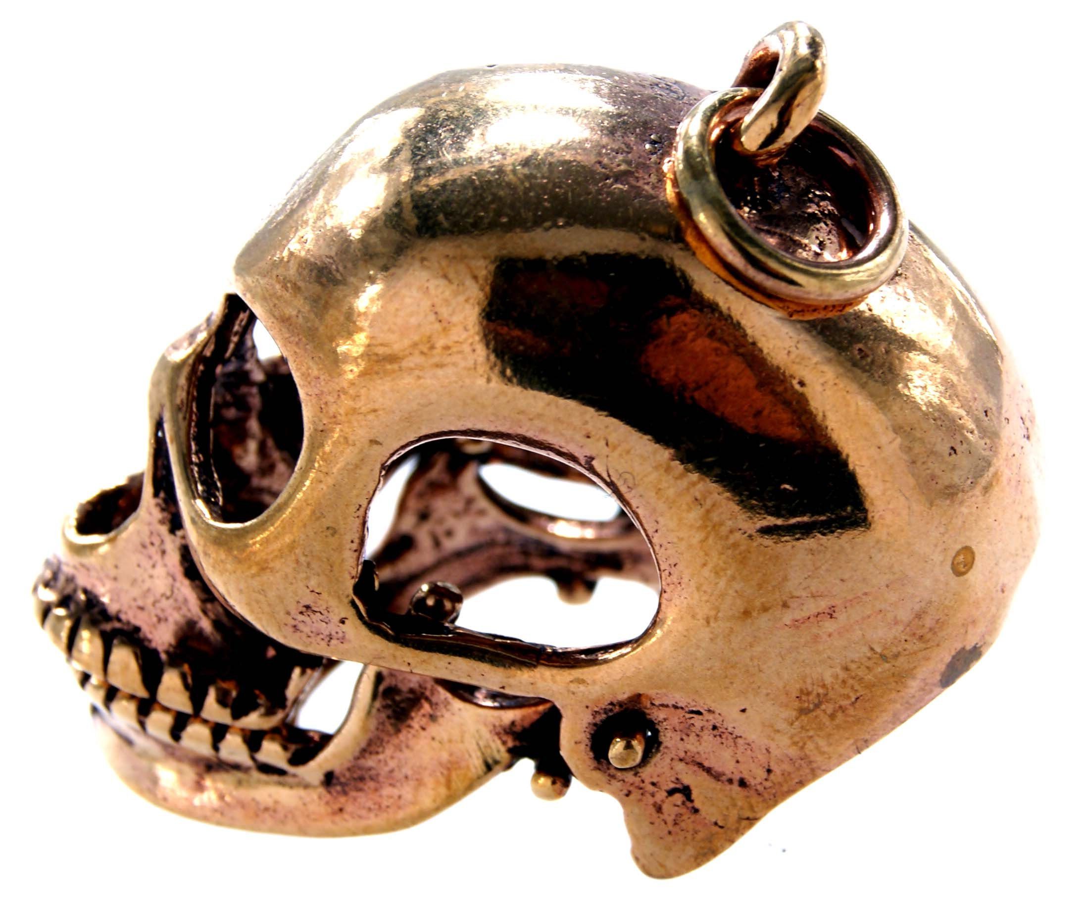 Schädel Leather Skull Anhänger Biker Kettenanhänger Bronze großer of Totenkopf Kiss Rocker