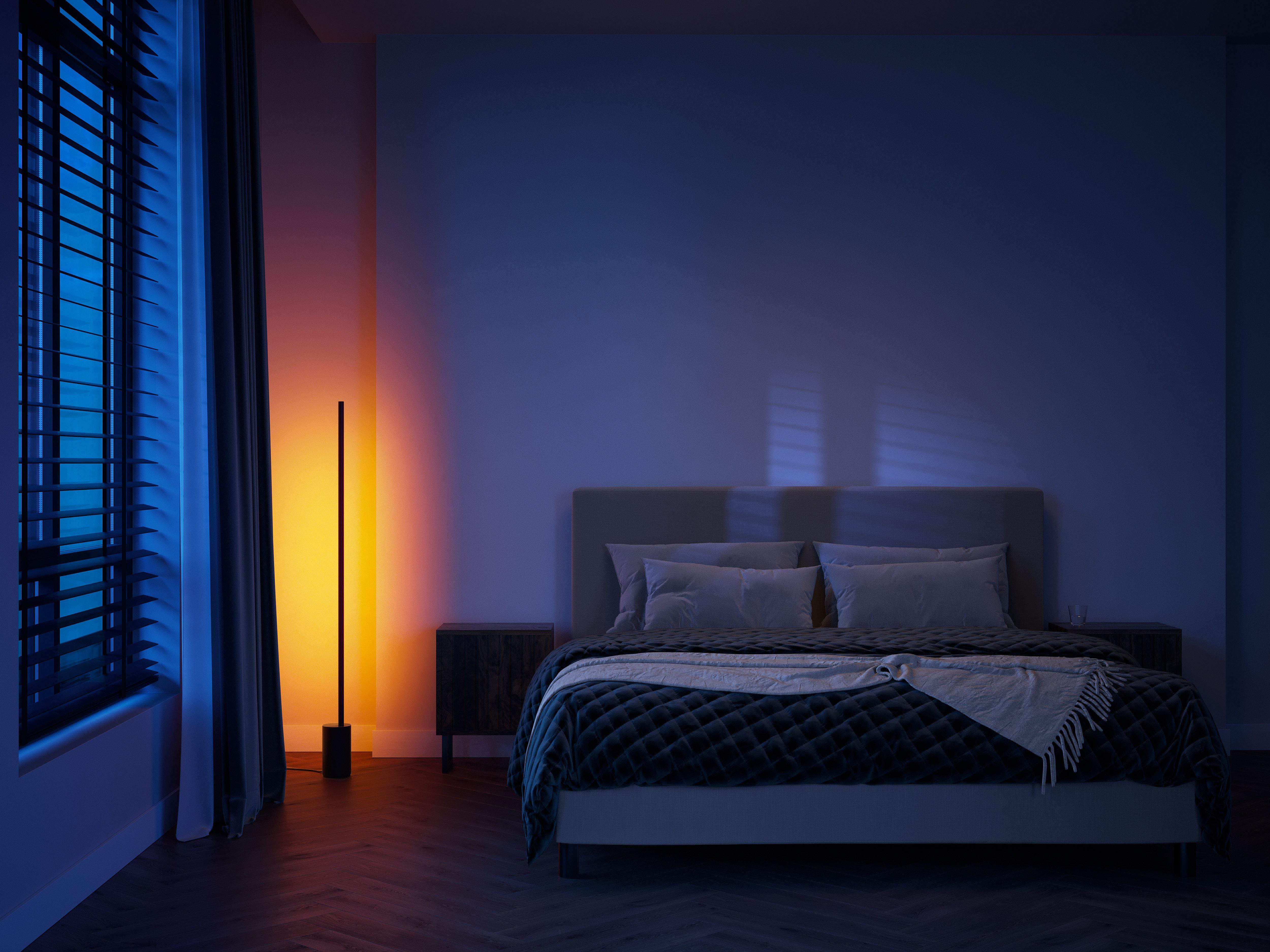 Philips Hue Smarte LED-Leuchte Bundle Gradient Signe Stehleuchte schwarz, Abschaltautomatik, Bluetooth, CCT - über Fernbedienung, Dimmer, Dimmfunktion, Farbsteuerung, Farbwechsel, Fernbedienung, Infrarot inkl., Leuchtdauer einstellbar, Memoryfunktion, Nachtlichtfunktion, RGB, Smart Home, Timerfunktion, dimmbar über Fernbedienung, erweiterbar, mehrere Helligkeitsstufen, LED wechselbar, RGB, inkl. Philips Hue Dimmschalter
