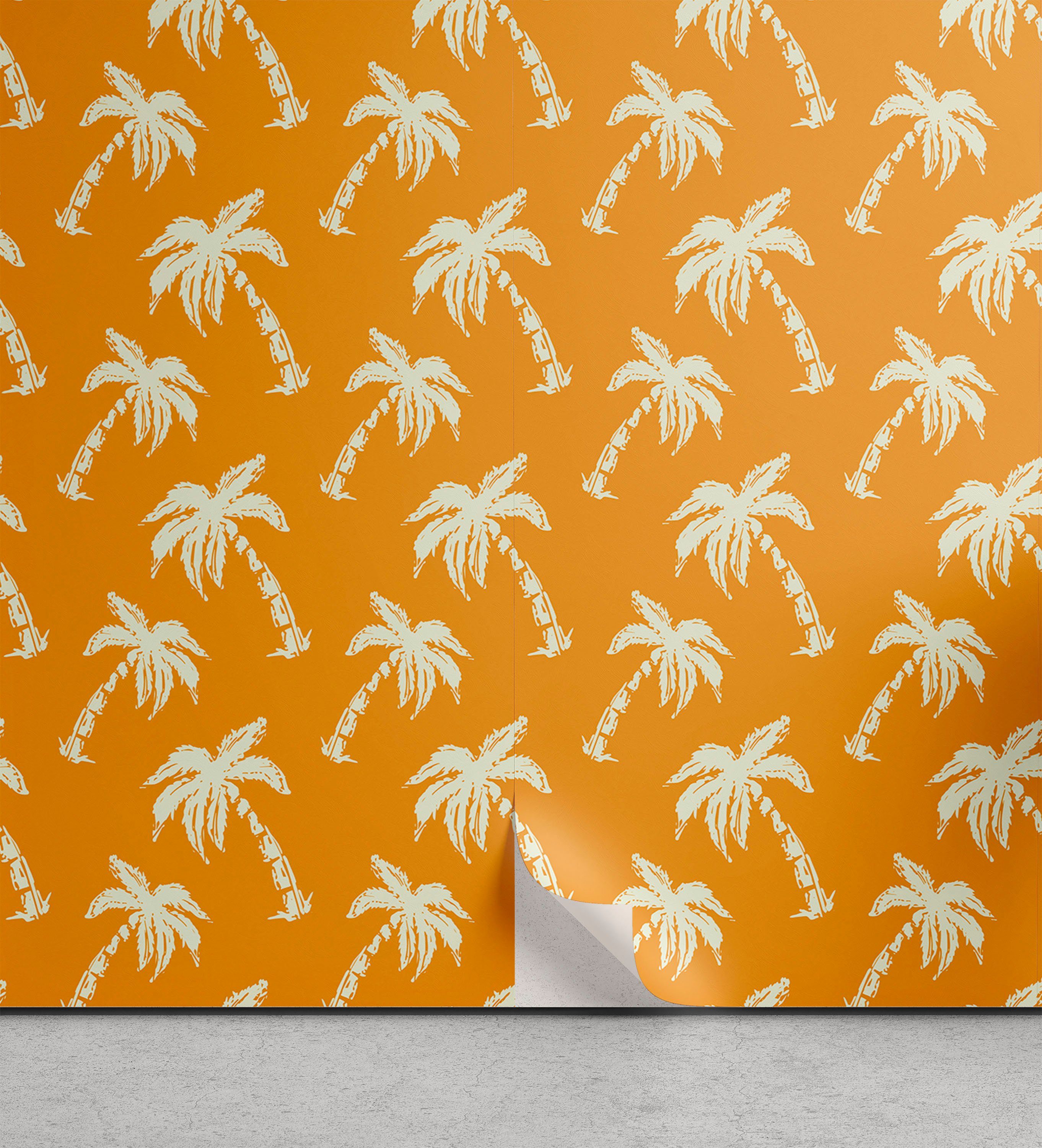 Abakuhaus Vinyltapete selbstklebendes Palms Exotische Vibe Orange Küchenakzent, Sommer Wohnzimmer