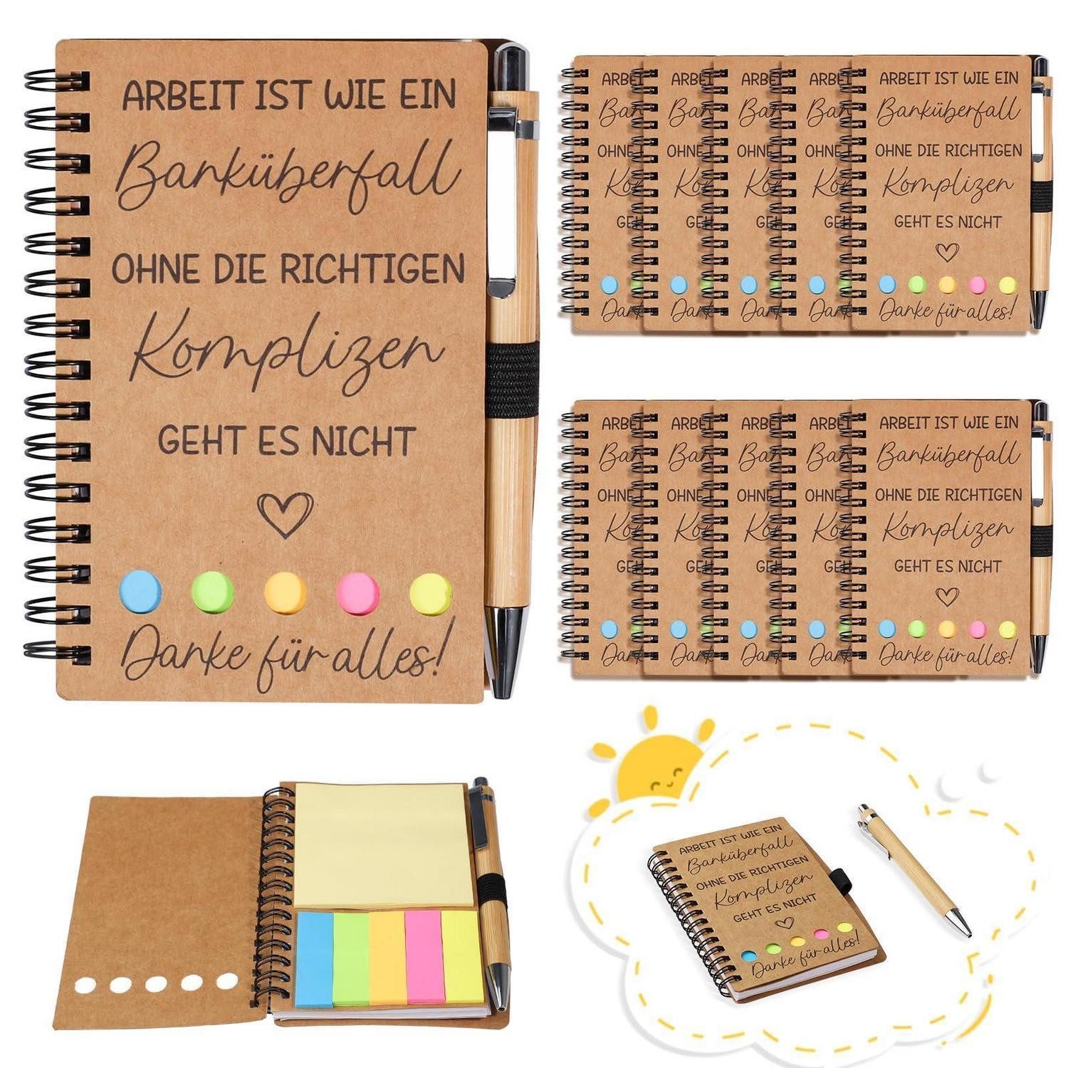 LuxusKollektion Geschenkbox 10er Büro Geschenkset Notizbuch Kugelschreiber Organza