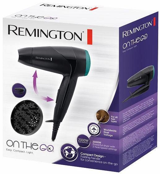 Remington Haartrockner D1500, 2000 W, Kompakter reisehaartrockner [klein & stark & für Reisen + Diffusor]