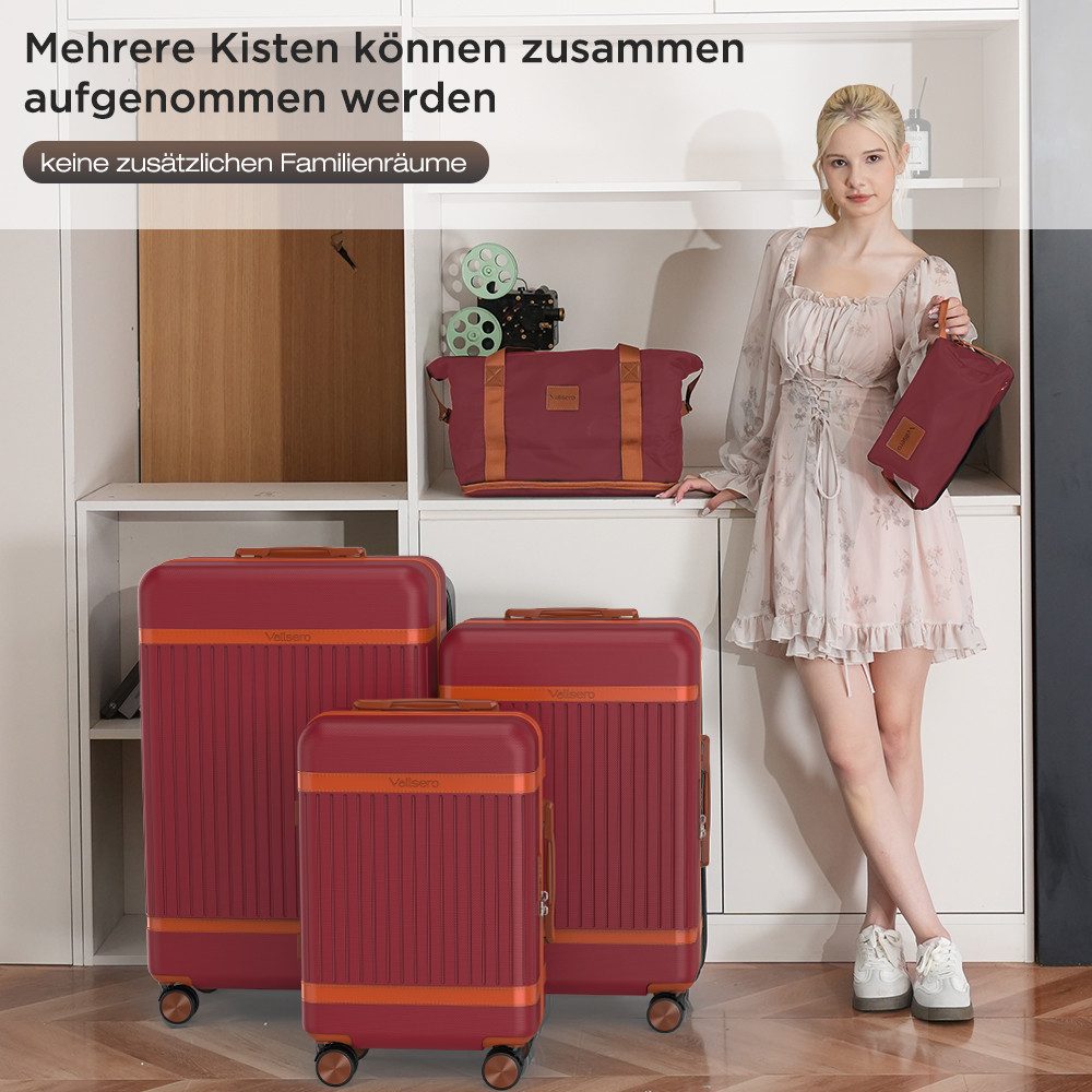 VALLSERO Trolleyset Hartschalen-Koffer set (M, L,XL) Rollkoffer, Reisekoffer, Handgepäck 4 Rollen, ABS-Material, TSA Zollschloss