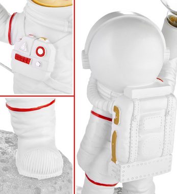 BRUBAKER Nachttischlampe Astronauten Tischlampe - 40 cm Weltraum Nachttischlampe, mit E27 Fassung und USB-C Stecker, ohne Leuchtmittel, Handbemalte Raumfahrt Dekofigur Statue - Weiß