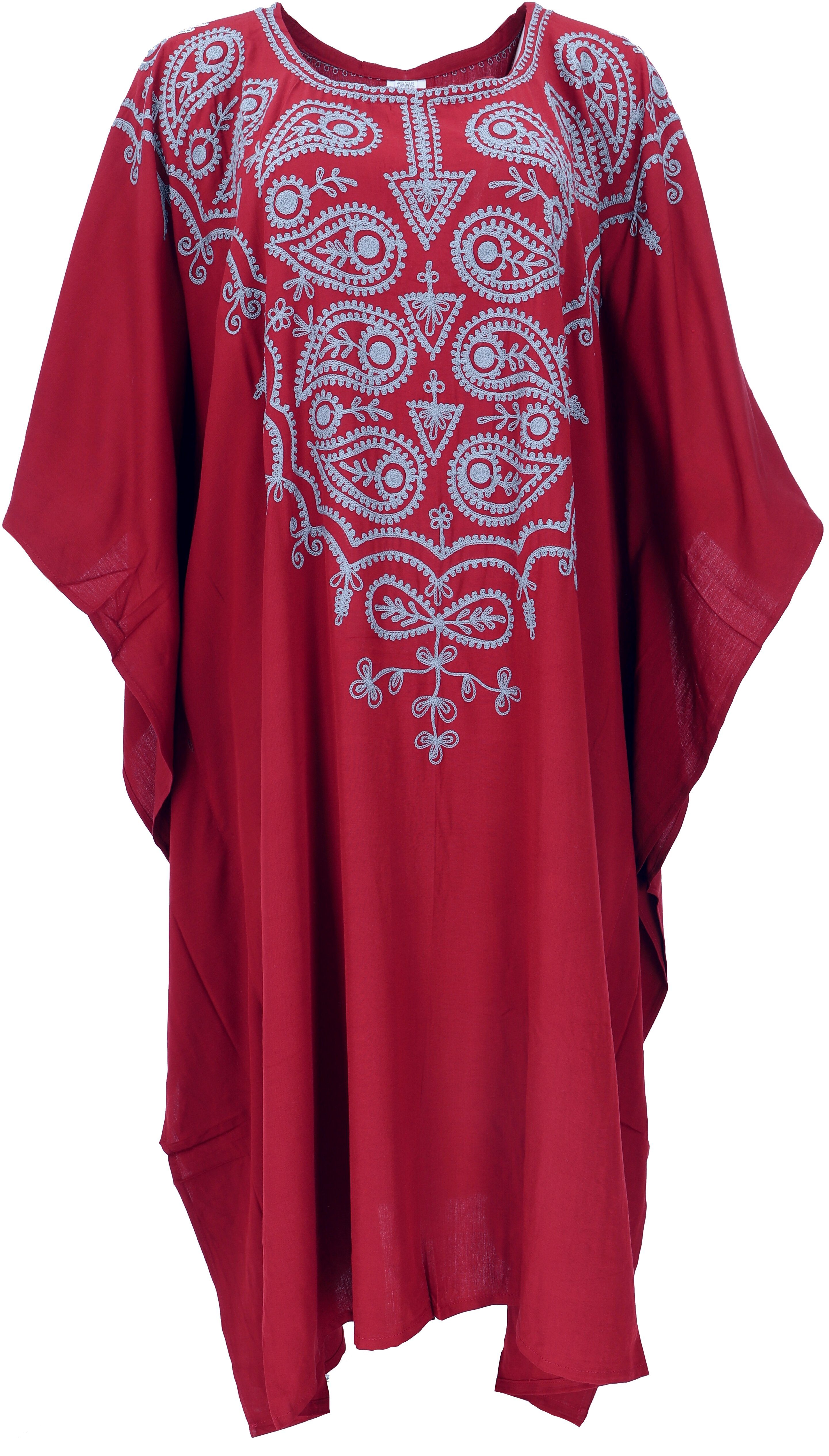 Mittellanger Kaftan, Boho Guru-Shop Midikleid besticktes.. Bekleidung bestickter alternative rot