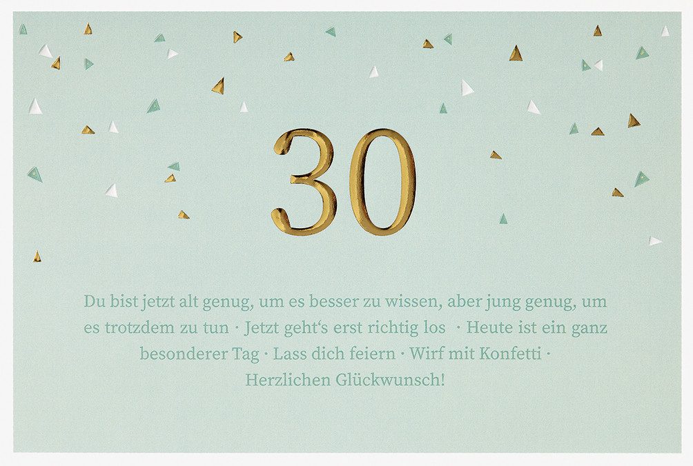 Grußkarten 30. Geburtstag - Unverpackt – plastikfreie Verpackung