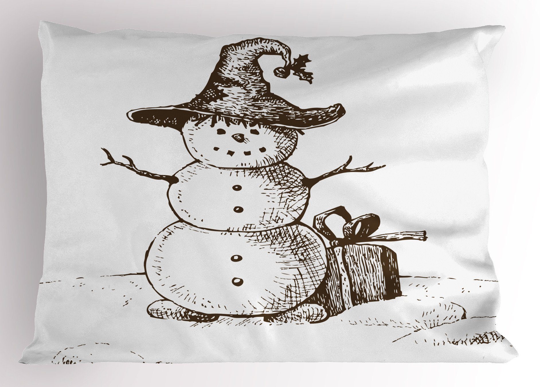 Kissenbezüge Dekorativer Standard King Size Gedruckter Kissenbezug, Abakuhaus (1 Stück), Schneemann Sketchy Hand Drawn Schneemann